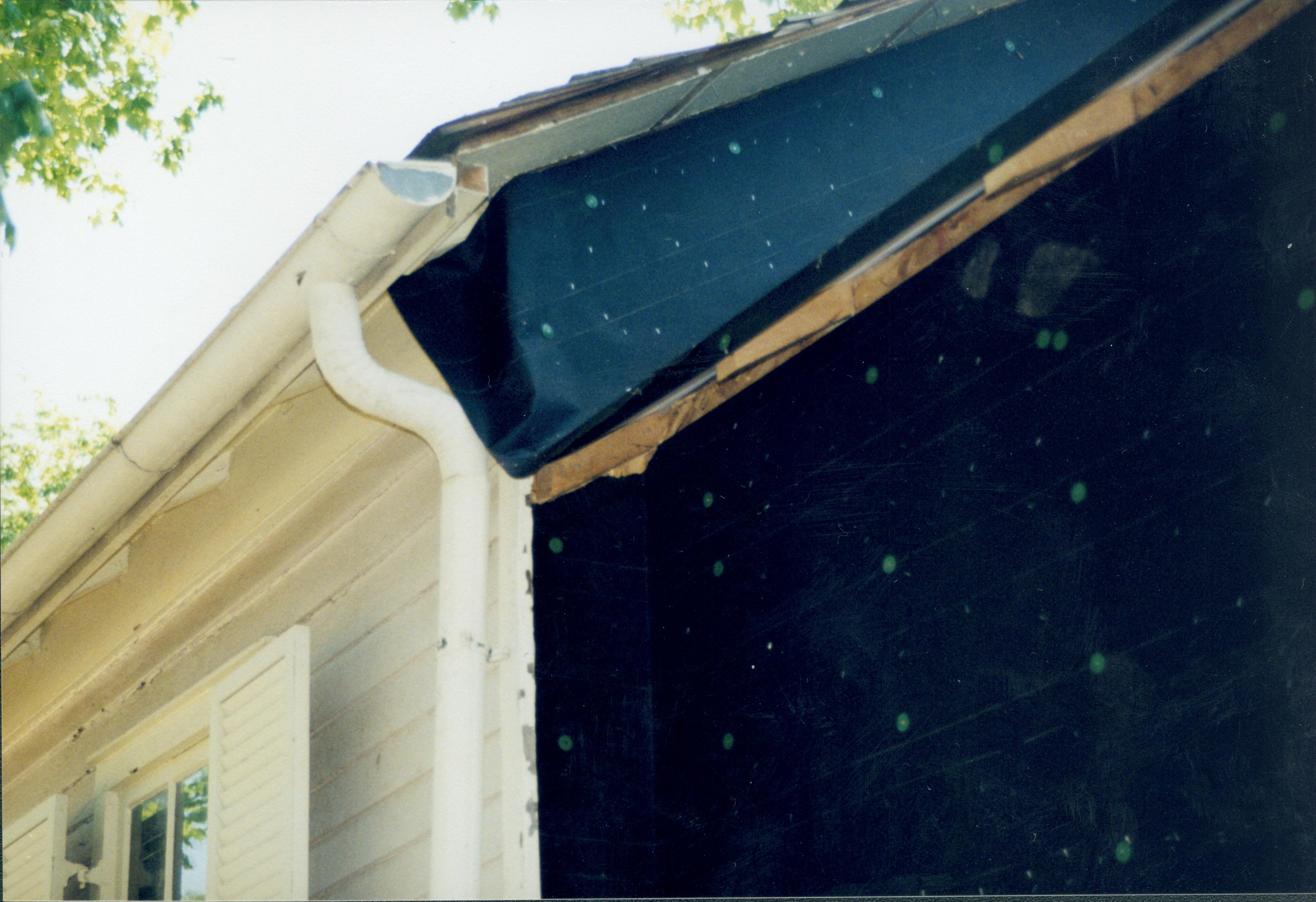 Connection between rooms 104 and 105, conrice and roof details. Tar paper applied Lincoln Home NHS- Corneau House Restoration, roll N9 exp 7 Corneau House, restoration