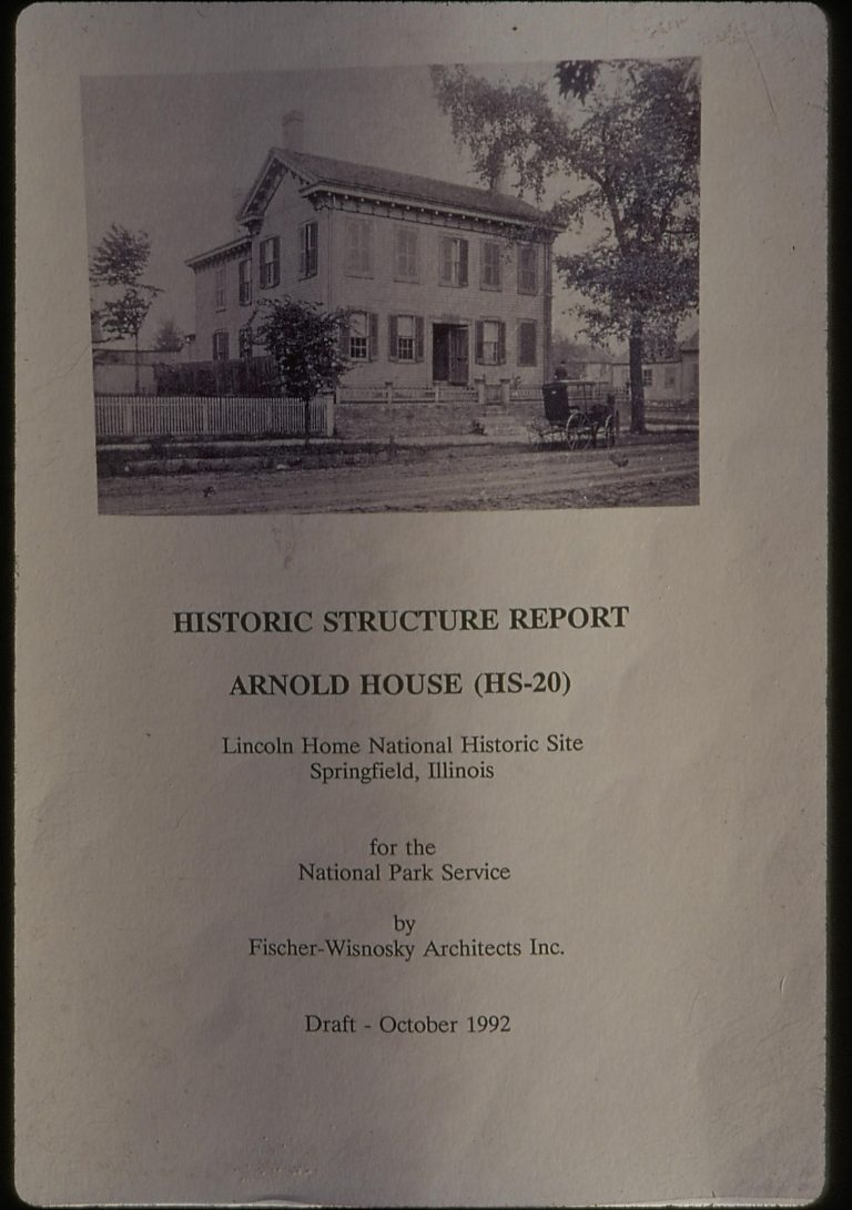 Arnold Historic Report, cover LIHO NHS- Arnold House, historic structure report, 27 Arnold House, report