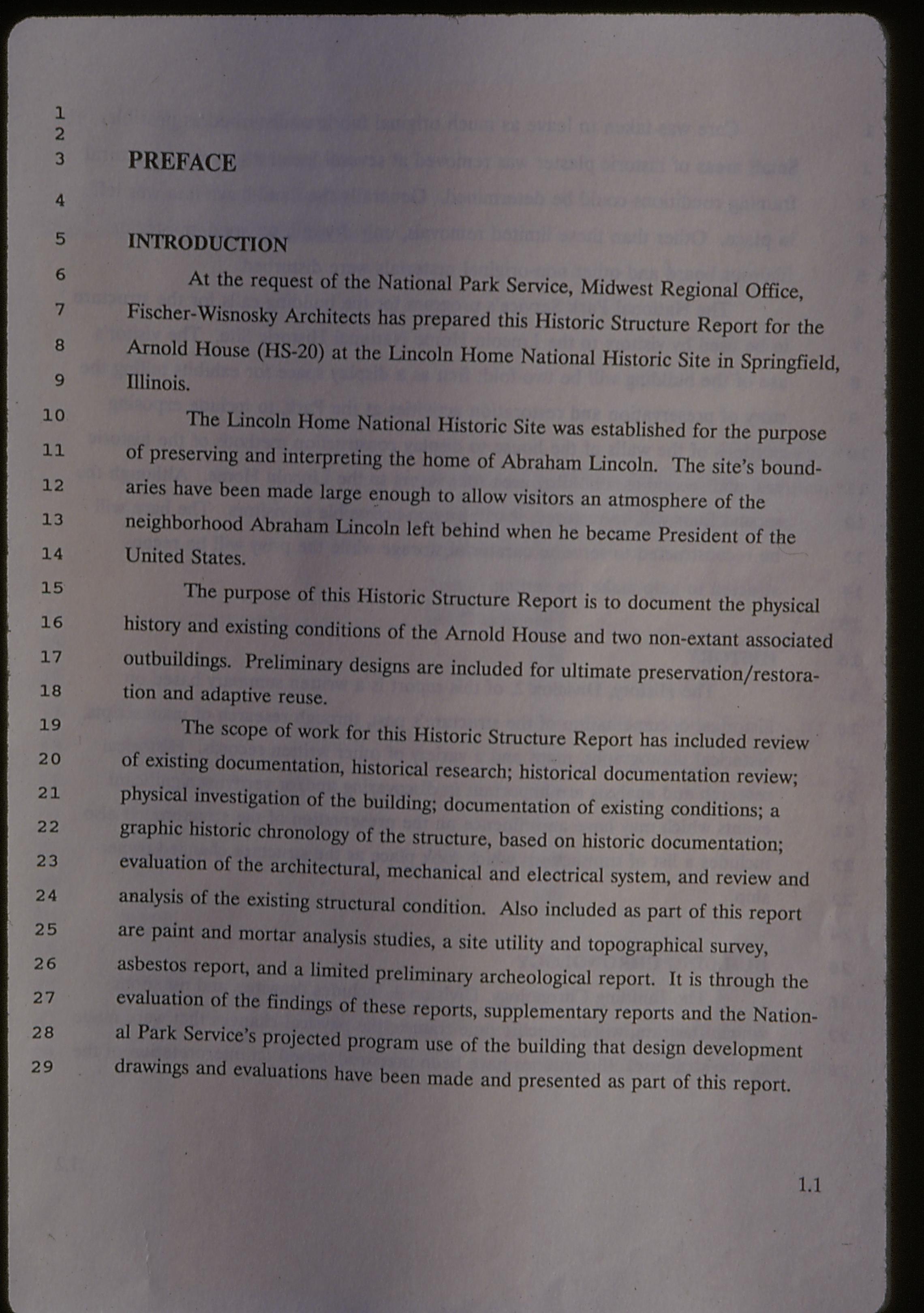 Arnold Historic Report, preface LIHO NHS- Arnold House, historic structure report, 36 Arnold House, report