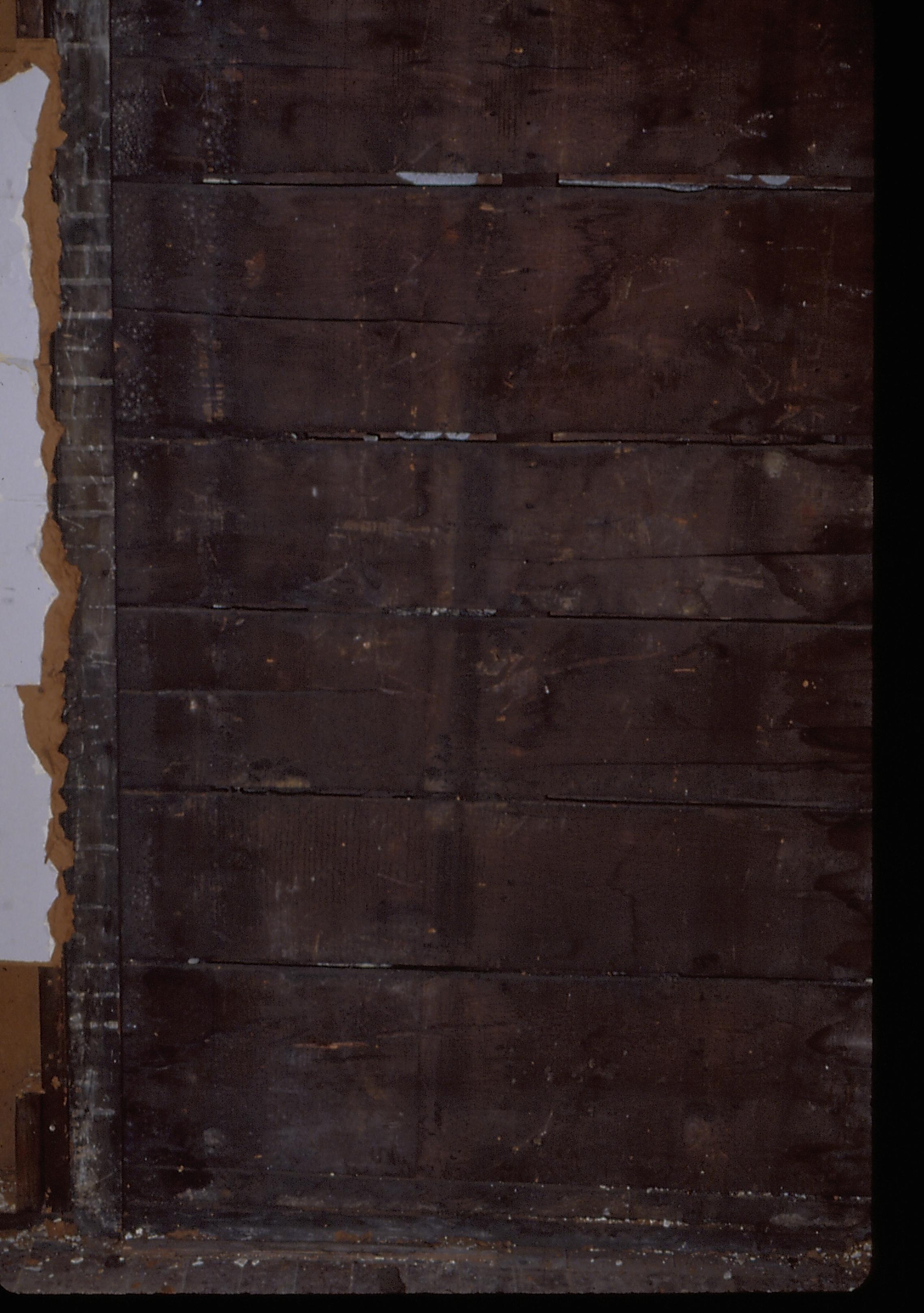 Oak sheathing, original east side LIHO NHS- Arnold House, 18 Arnold House