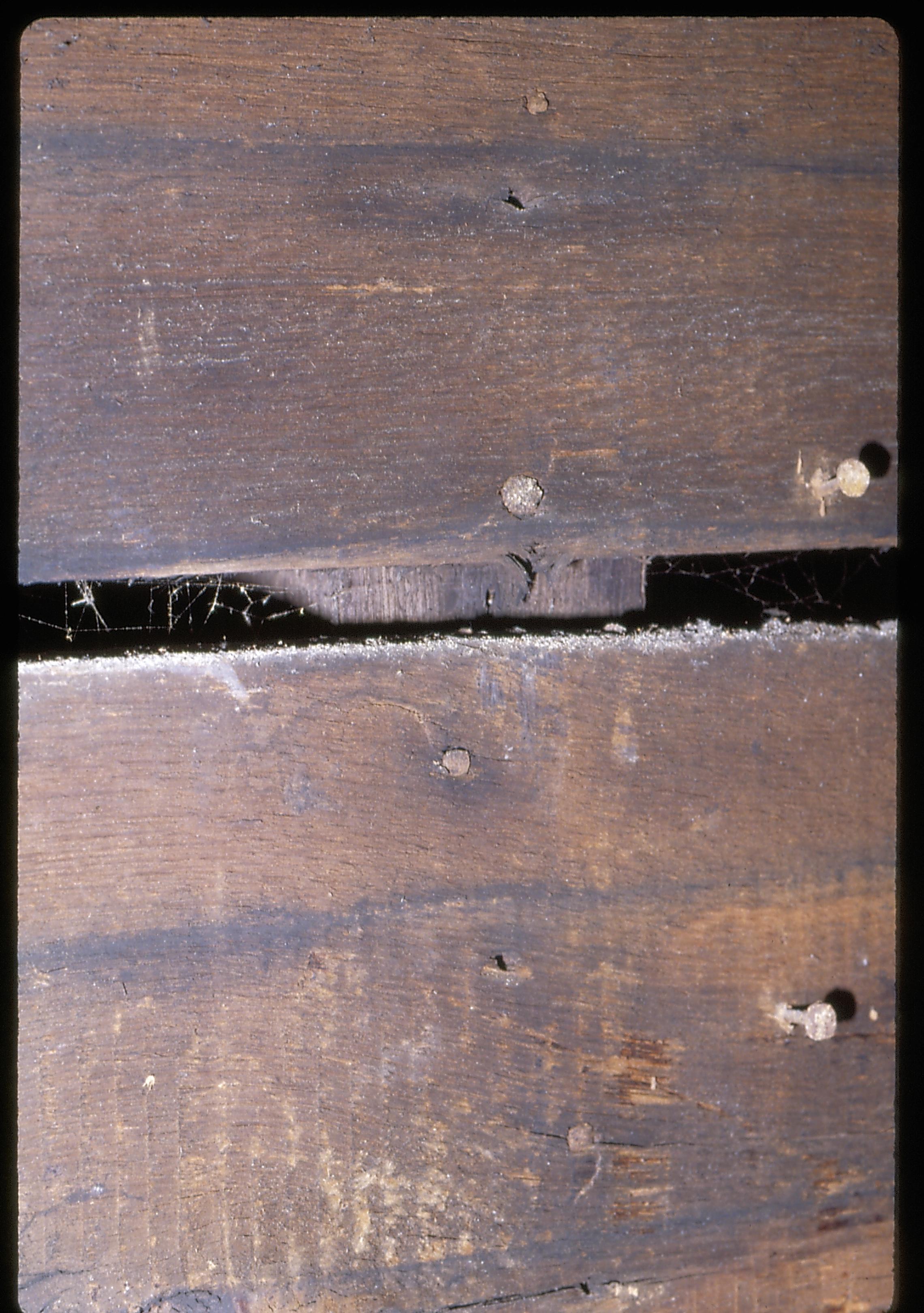 Arnold House, old sheathing, stud with old and new nails LIHO NHS- Arnold House, 13 Arnold House, renovation
