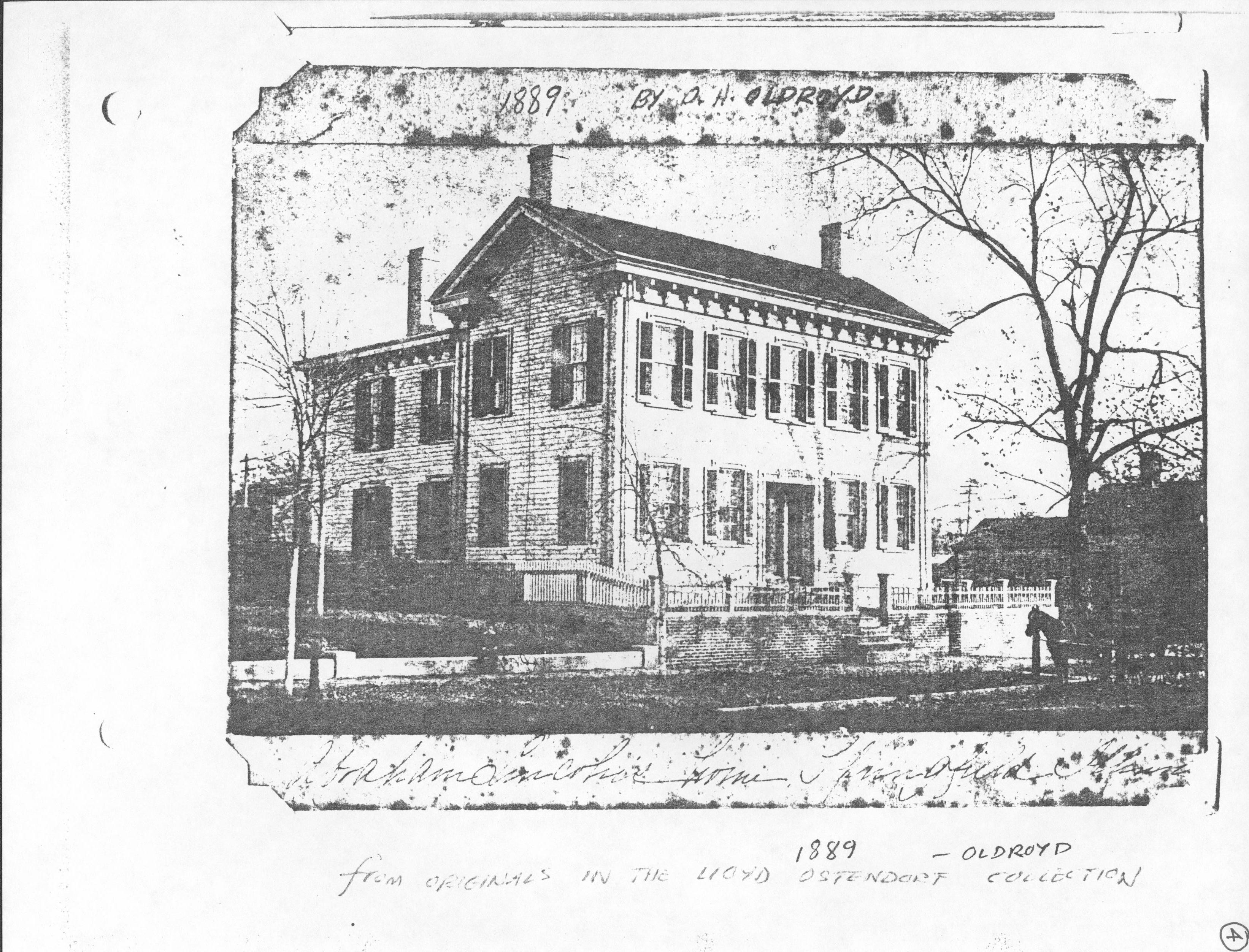 Shows part of Arnold colttate, addition and shed. (only photos of pre-1900 Arnold House exist in background of Lincoln Home photos) LIHO NHS- Arnold House, #4 Arnold House, Lincoln Home