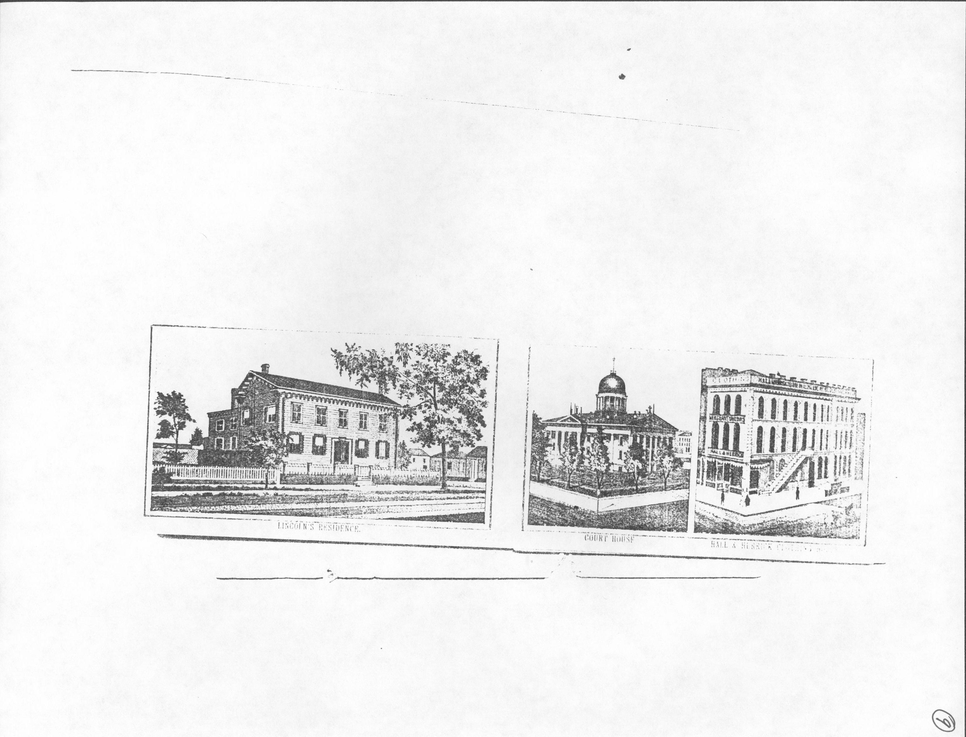 Drawing made from photograph . Part of a series of Springfield views (Only photos of pre-1900 Arnold House exist in background of Lincoln Home photos) LIHO NHS- Arnold House, #9 Arnold House, Lincoln Home
