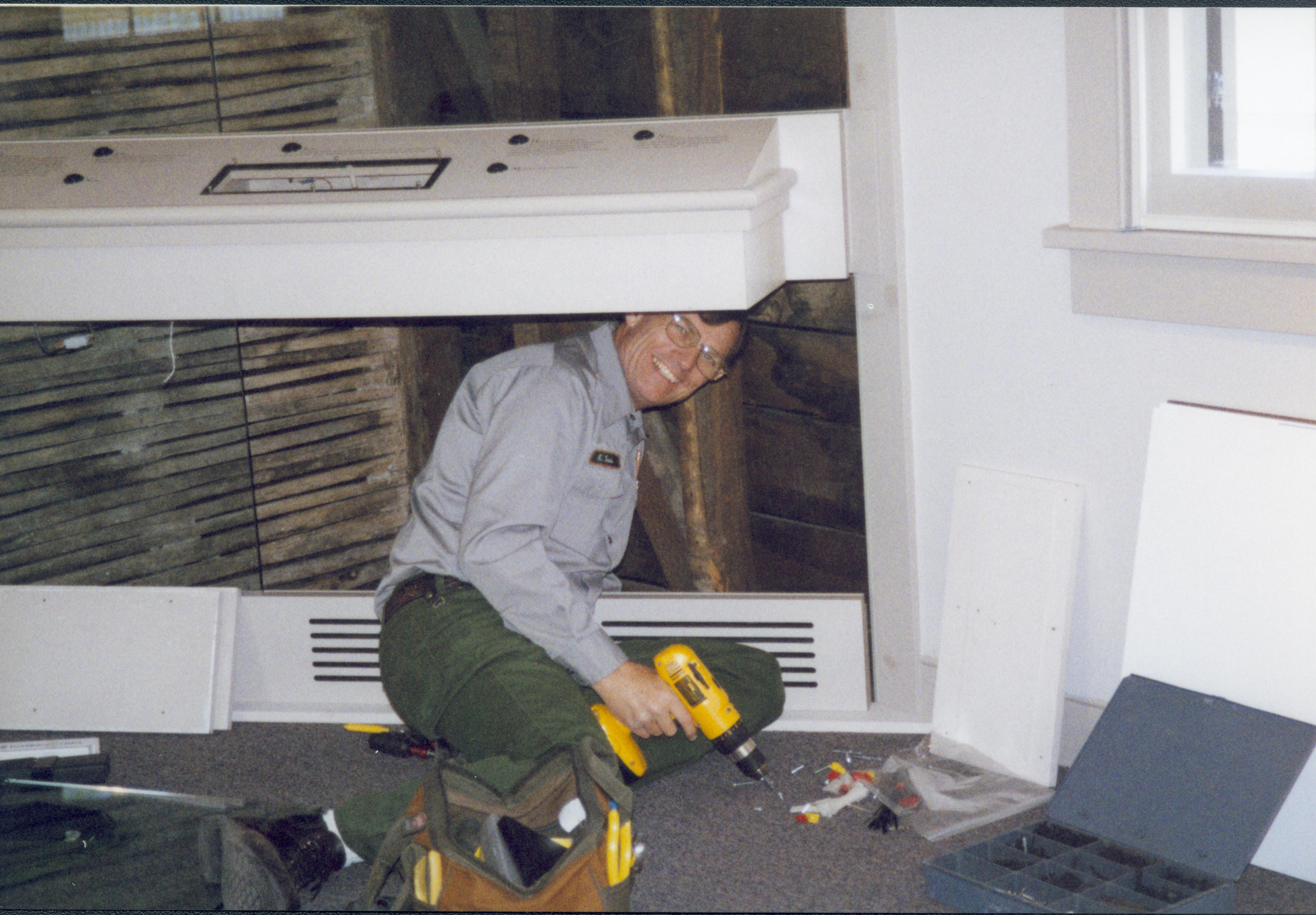 Room 101, hooking up lights LIHO NHS- Arnold House Exhibit, Roll 2001-3, exp 14 Arnold House, exhibit