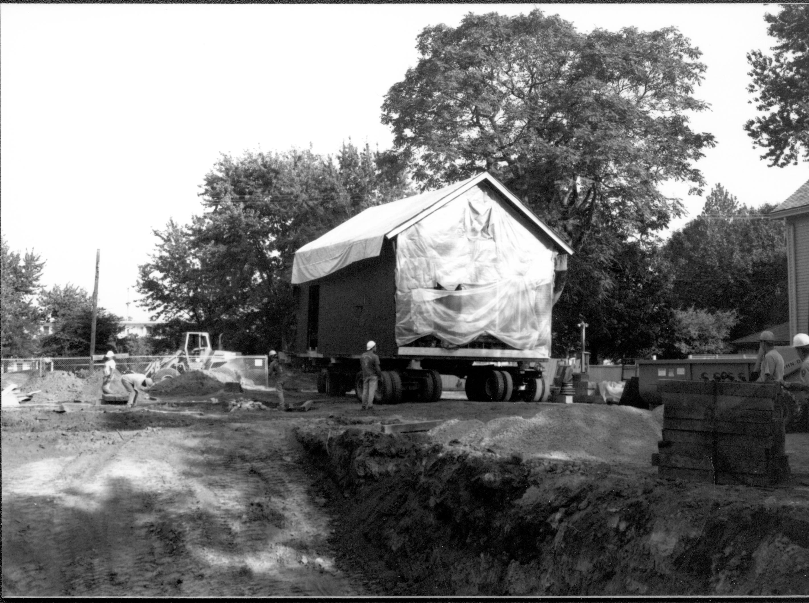 Arnold House move LIHO NHS- Arnold House Relocation, Roll 14 black and white, exp 18 Arnold House, relocation, move