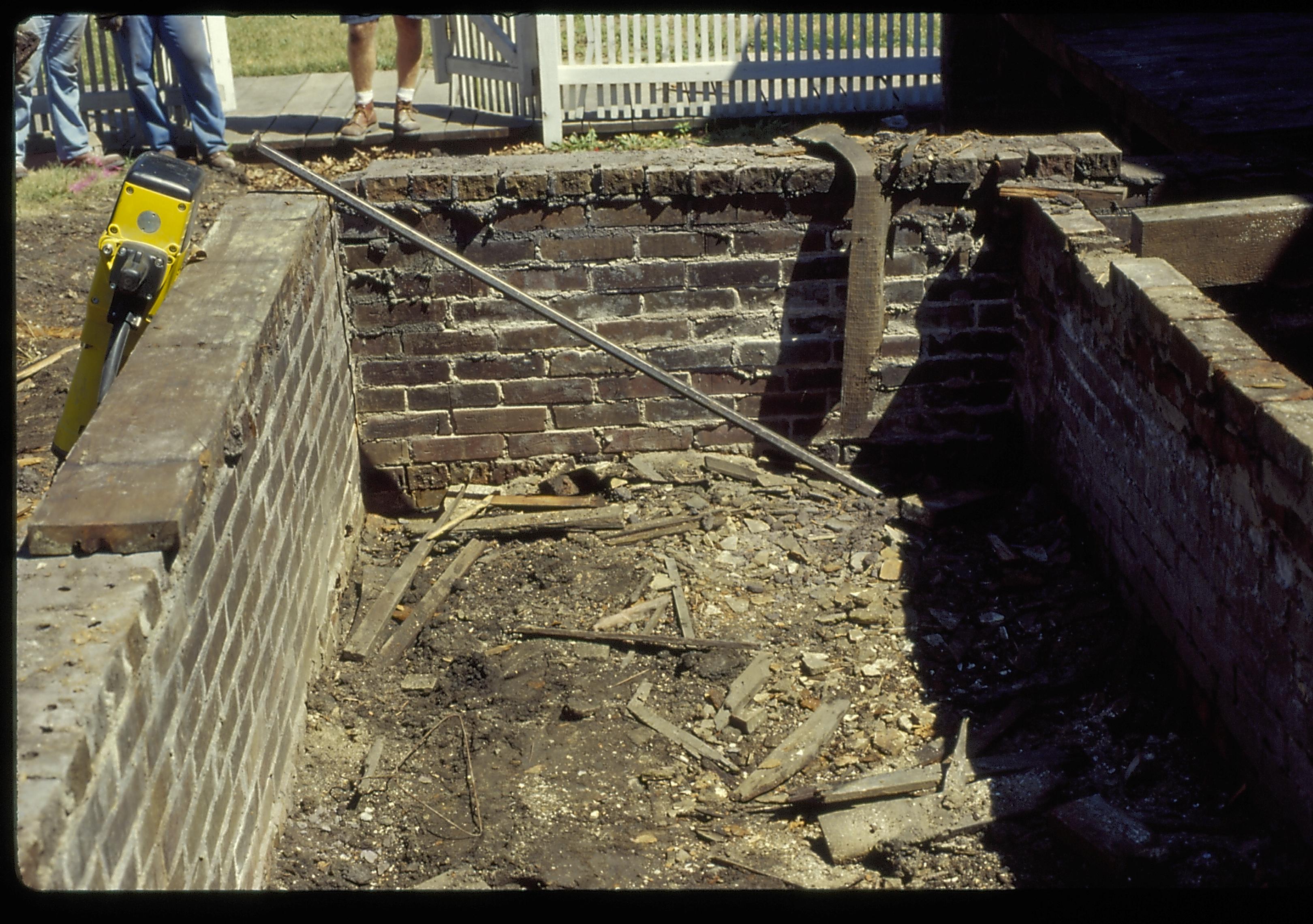 Foundation- Northwest corner LIHO NHS- Arnold House, HS-20 Roll #4 7/23-7/26/96, exp 7 Arnold House, restoration