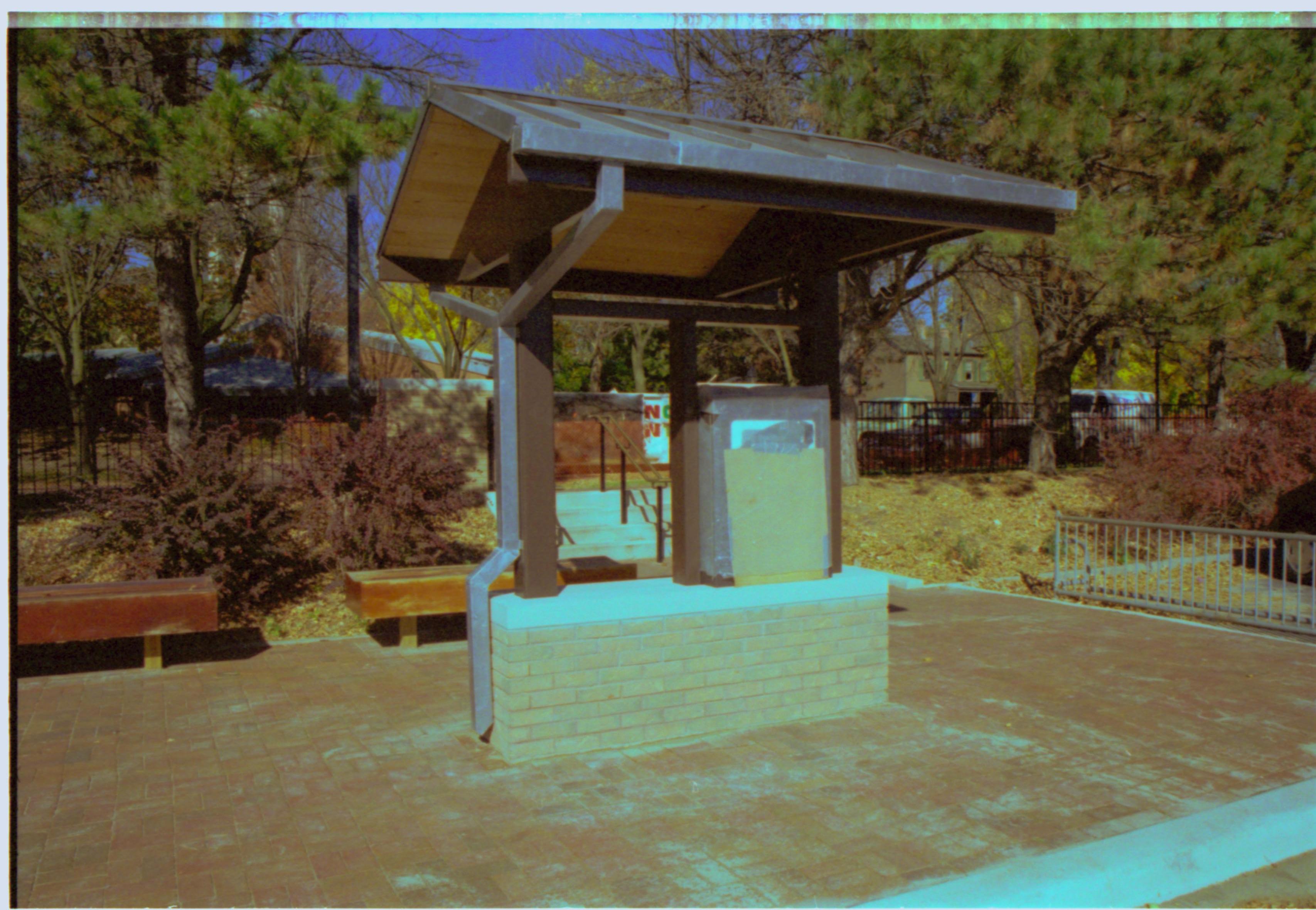 Parking Lot - New ticket kiosk installation 31; 1999-12 Visitors Center, Parking Lot, Ticket Kiosk