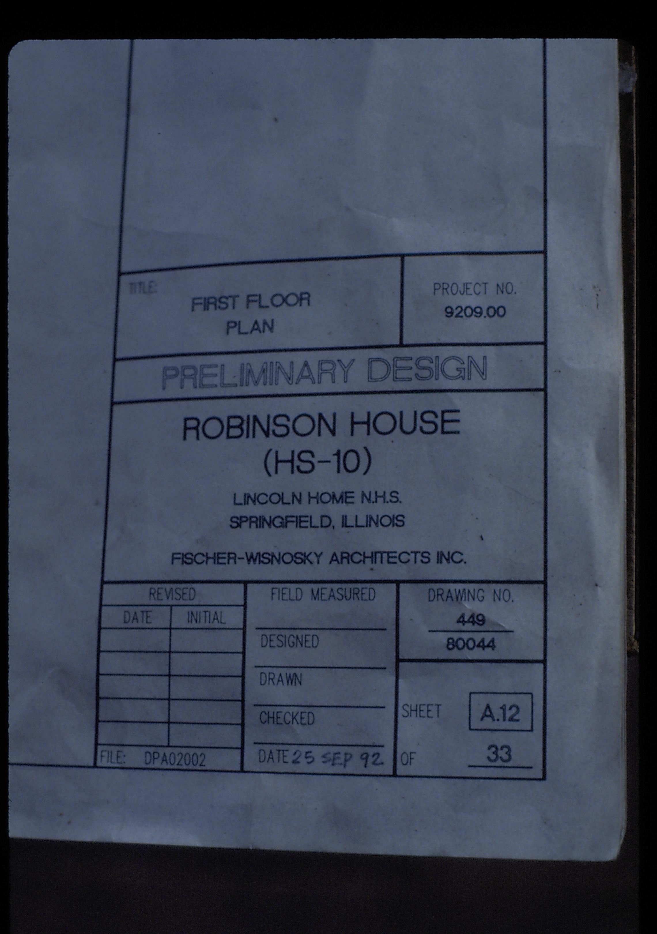 Robinson House plans Robinson House Restoration, Abney Robinson House, Restoration