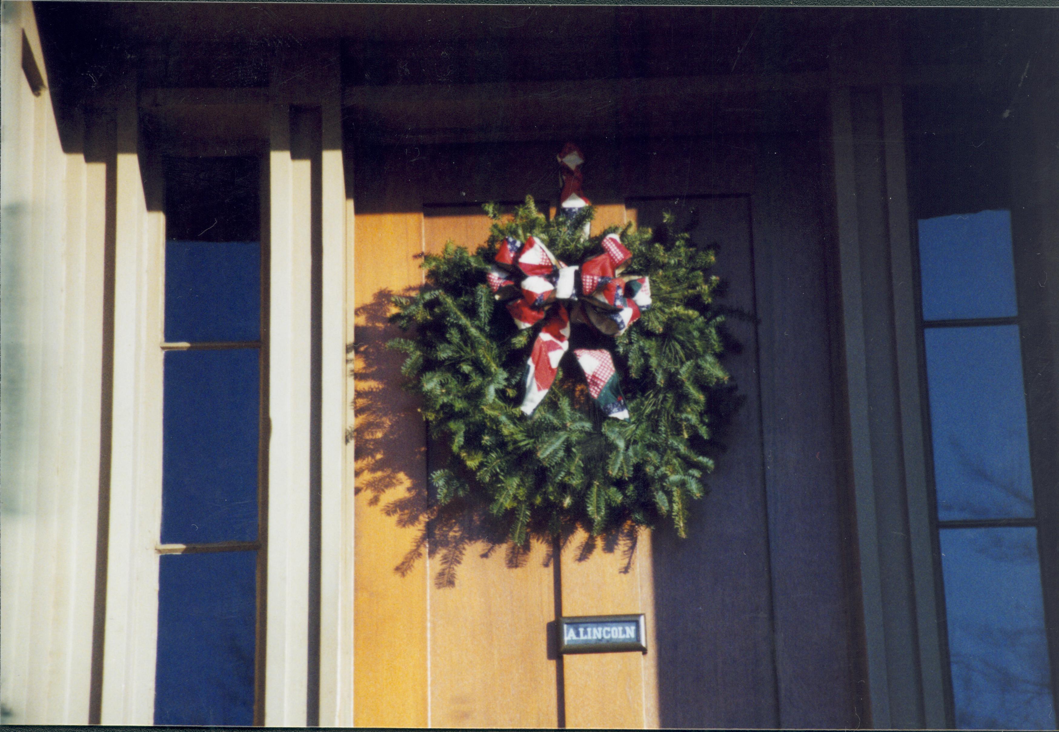 Wreath on door of Lincoln Home Lincoln Home NHS- Christmas in Lincoln Neighborhood 2000, HS-01 2000-10 Christmas, decorations, neighborhood