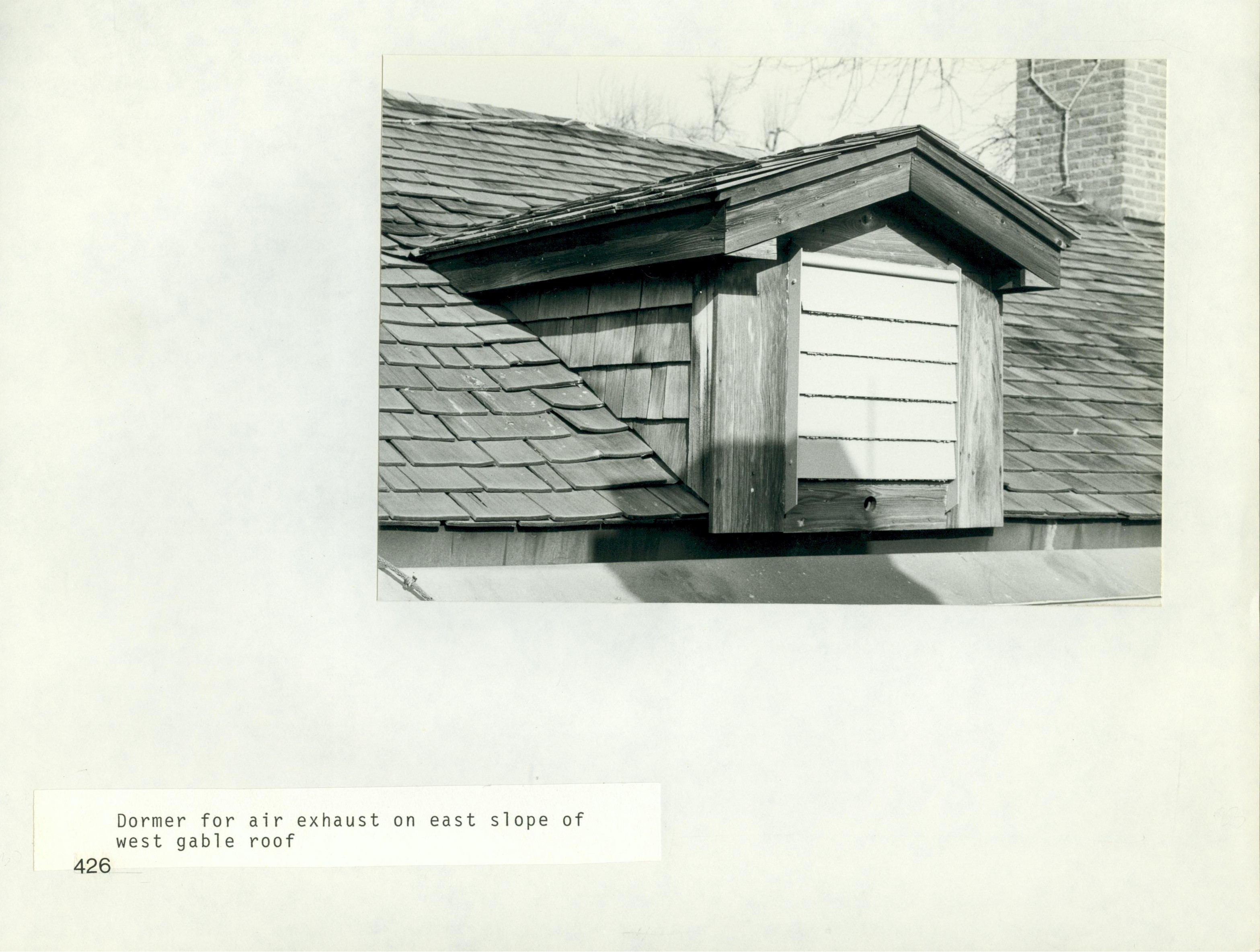 Dormer for air exhaust on east slope of west gable roof roof, Lincoln, Home