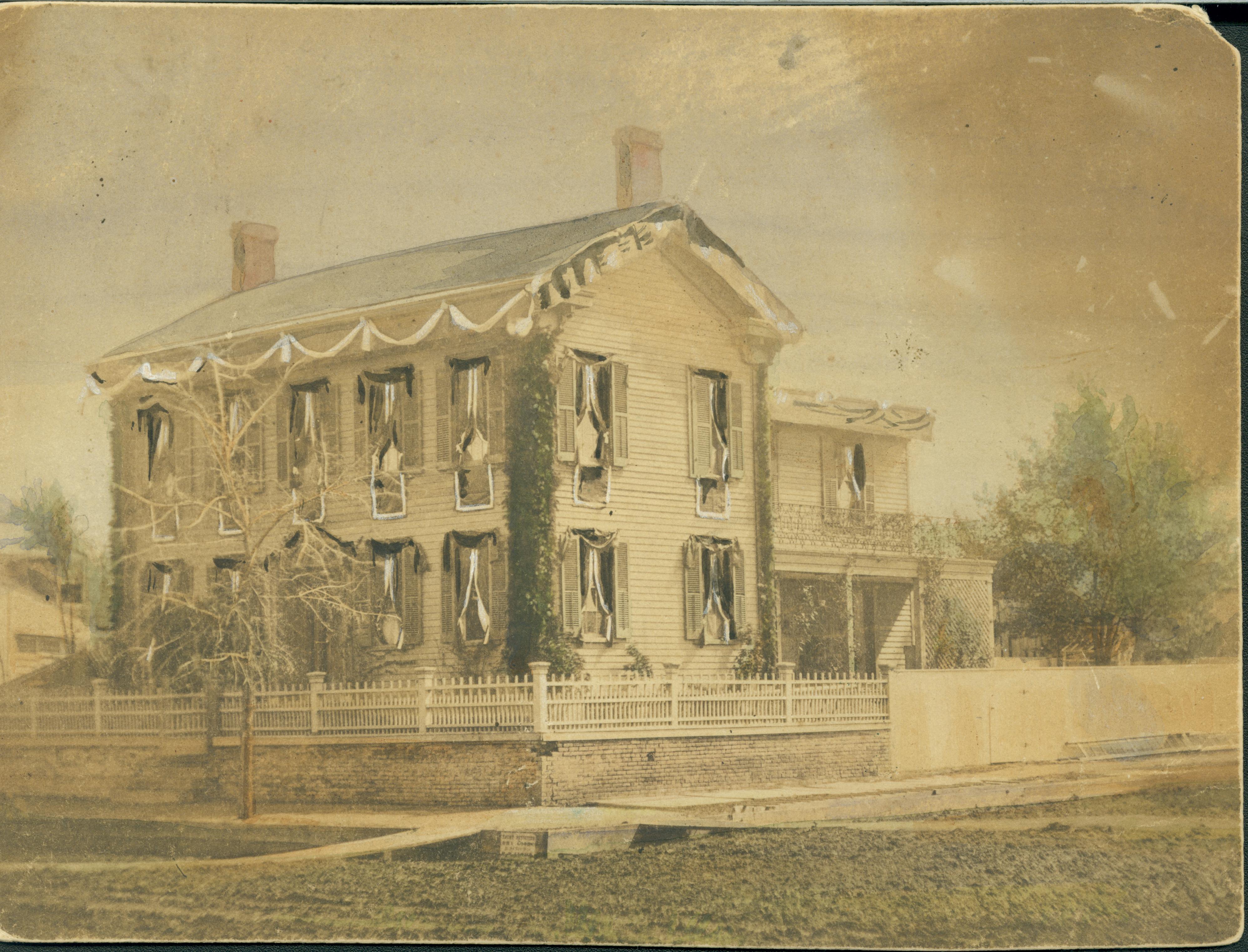 Lincoln Home Draped in Black - 1865 Pic.#1, Class.#7 Lincoln, home, draped in black
