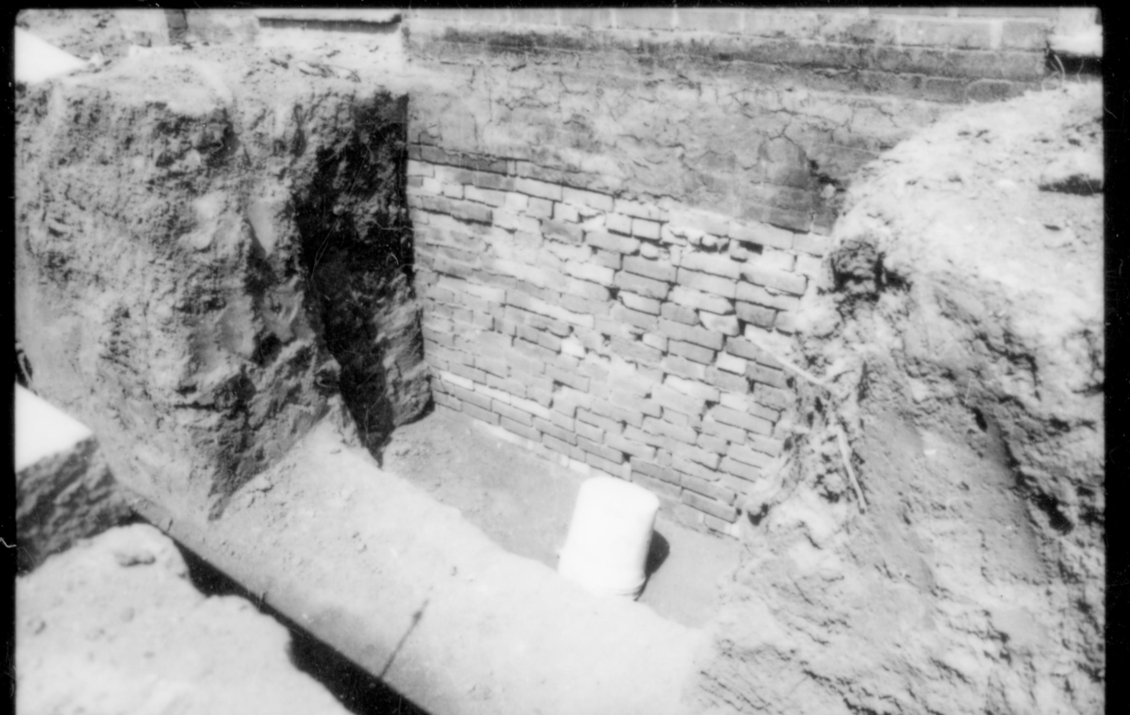 The brick foundation of the Lincoln home. Photographer facing north west. See photo 61881 for reference.