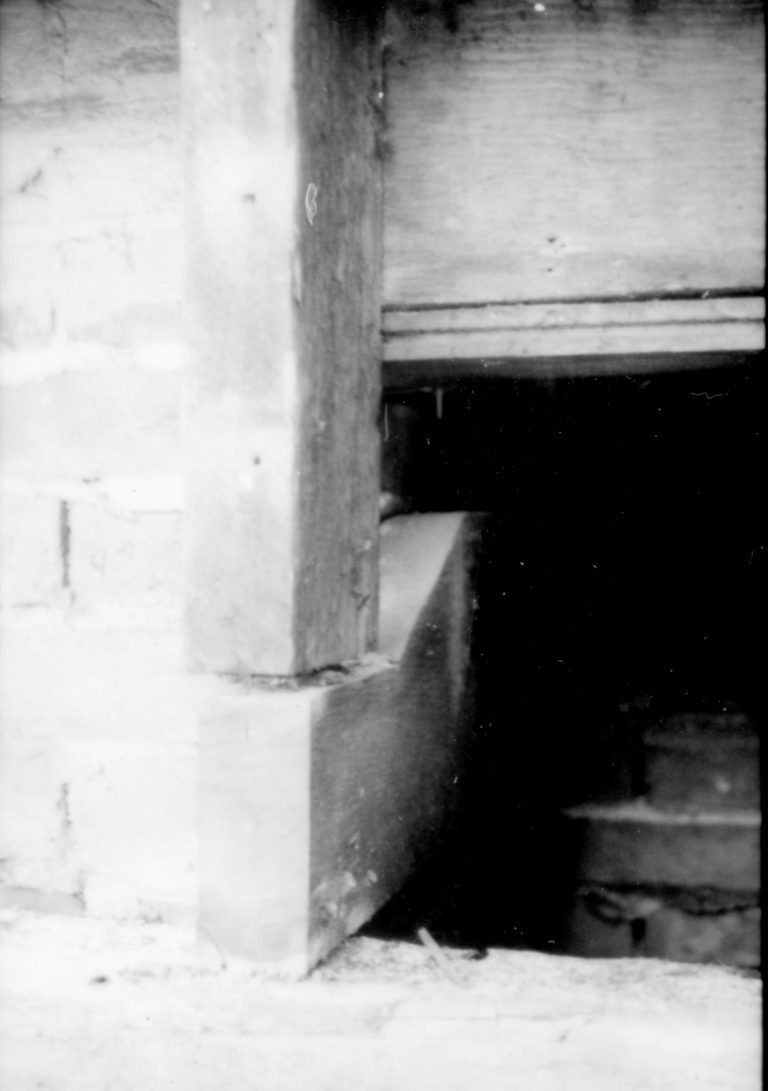 Detail photo of wall interior, exposed during 1987-1988 Lincoln Home Restoration. Exact location unknown.