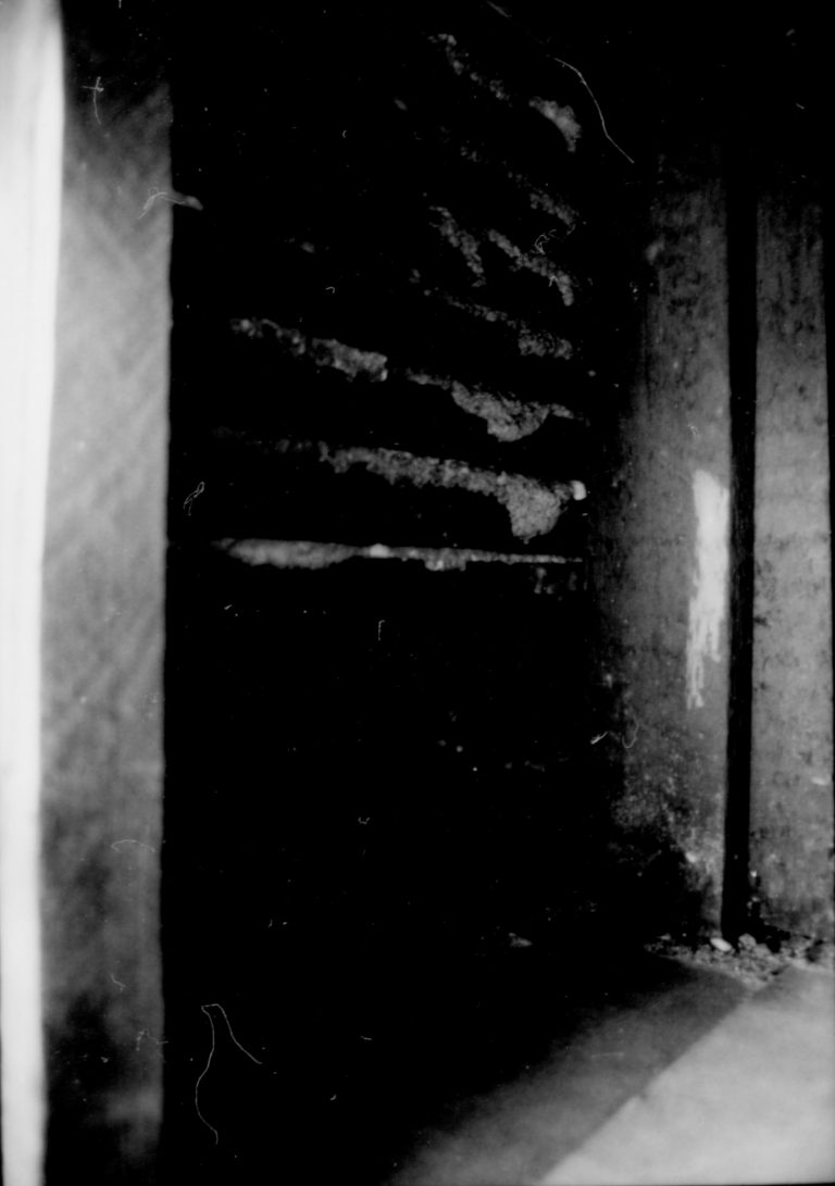 Interior view of lath and plaster keys in section of Lincoln Home, exposed during the 1987-1988 Restoration. Exact location unknown.