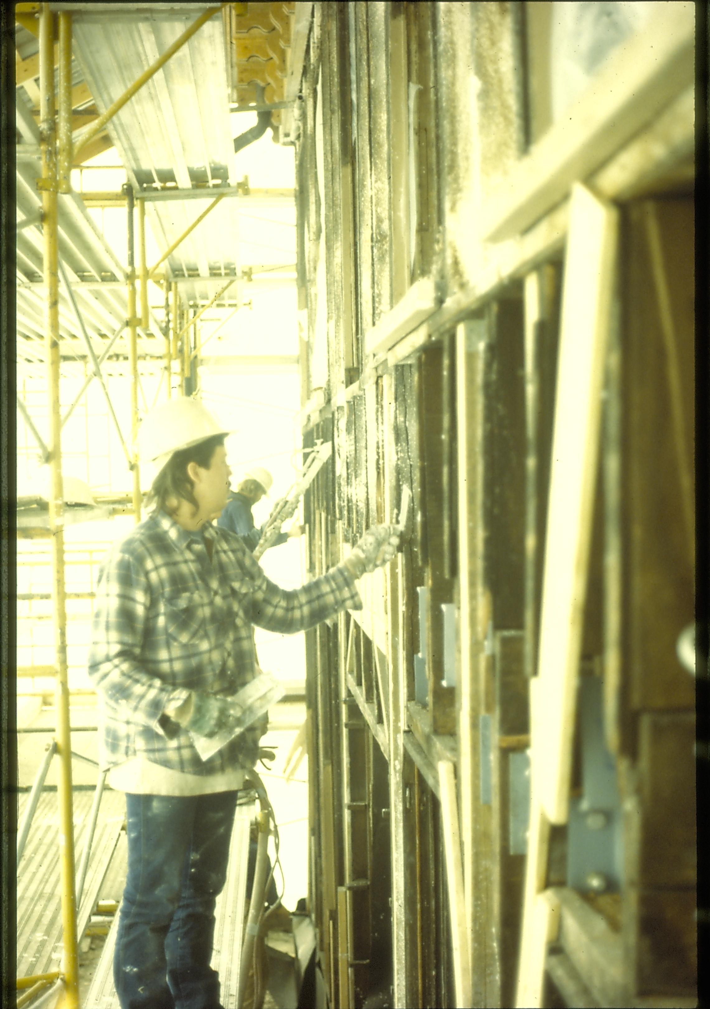 Lincoln Home - Back Plaster, 1987 slide sleeve (No.2) Lincoln, Home, scaffolding, plaster, Restoration