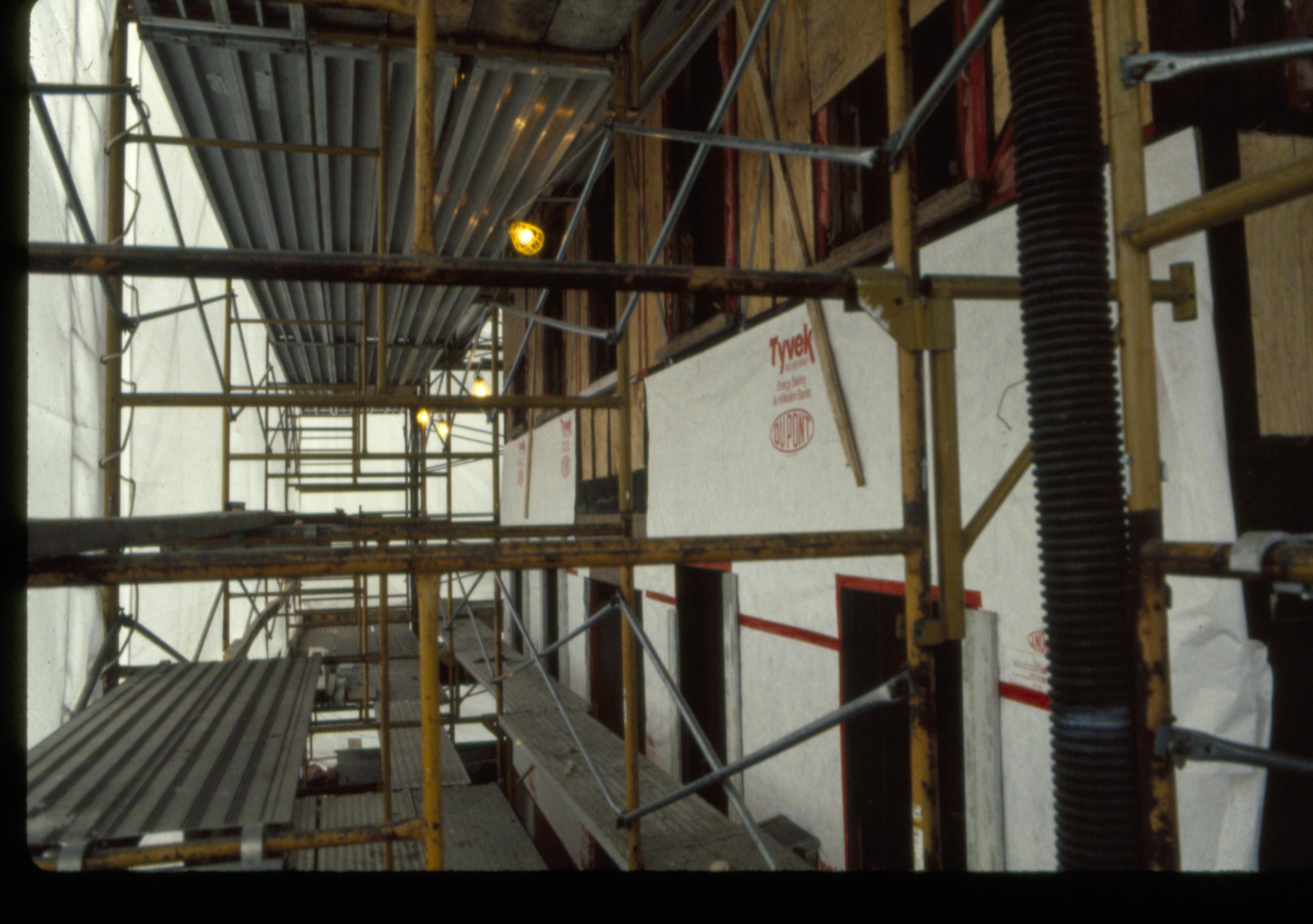 NA slide sleeve (No.2, Restoration 1987-1988) Lincoln, Home, Restoration, scaffolding, Tyvek