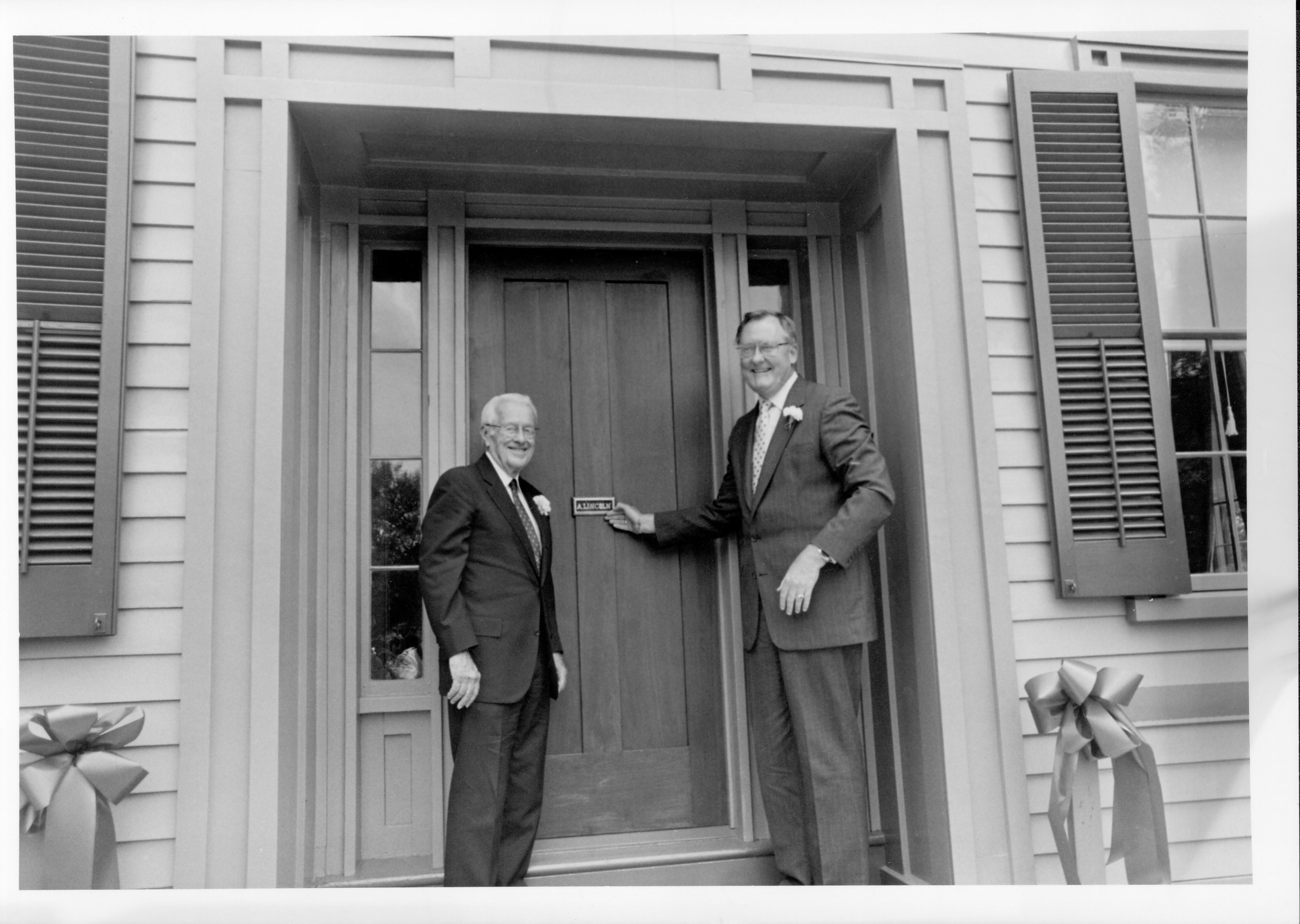 Reopening Program - Dir. Mott & Gov. Thompson - Doorplate 54-25 Lincoln, Home, Restoration, Rededication