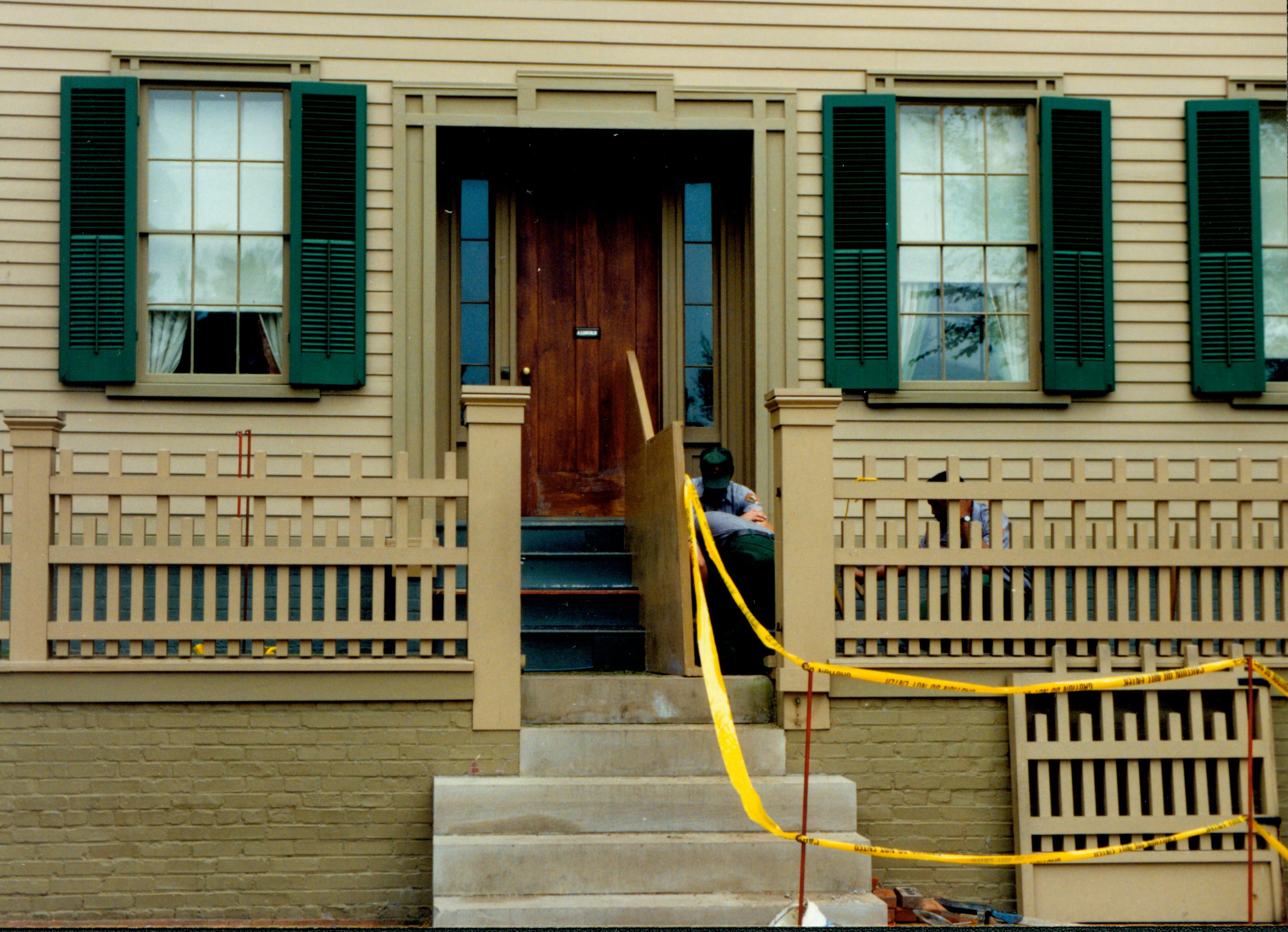 A new railing is put into place for handicapped to enter Lincoln Home. Summer Lincoln, Home, Handrail, Front Steps