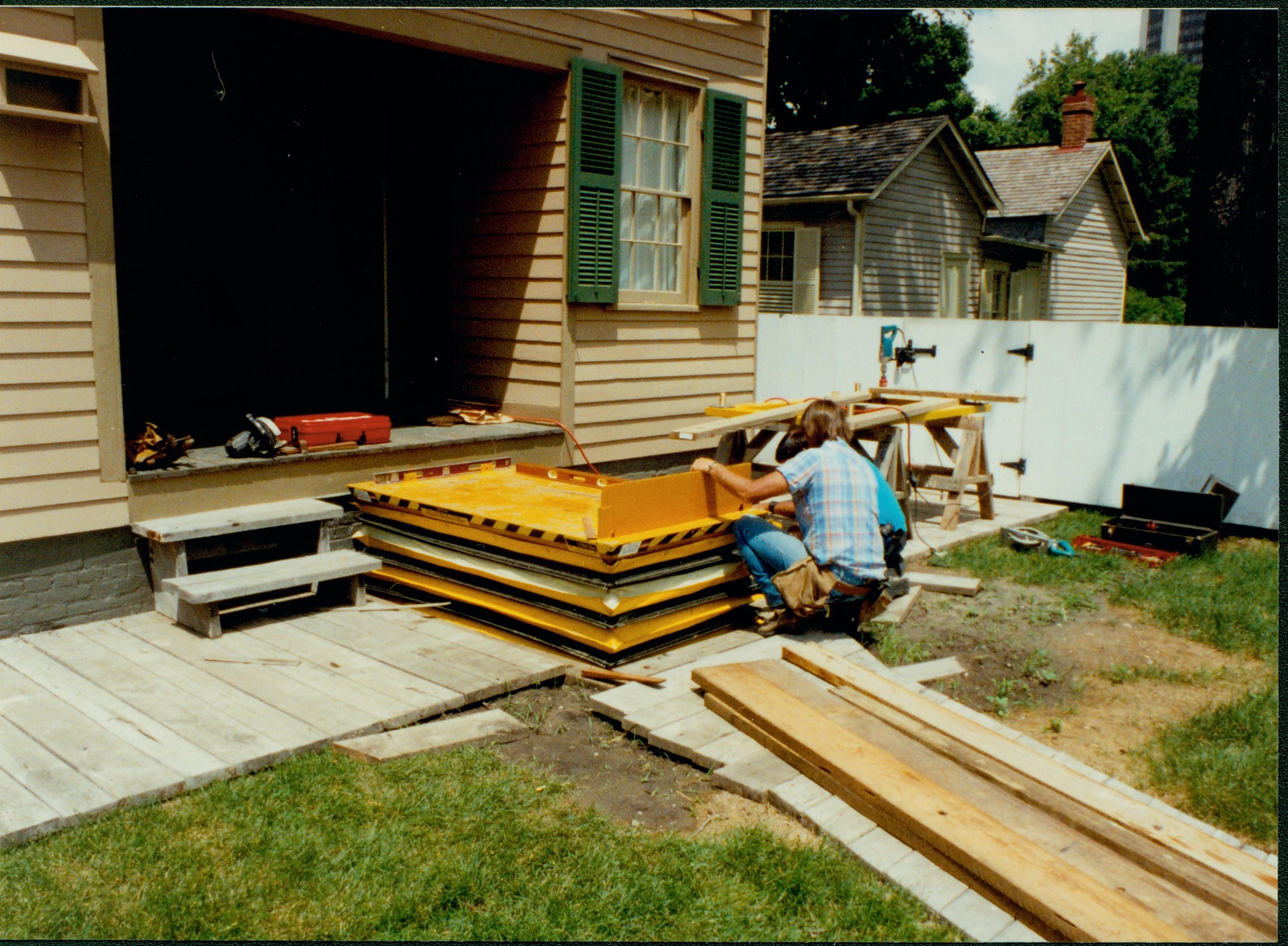 Construction of Lift to Lincoln Home PrintFile: Lincoln Home NHS - Lincoln Home, East Side Lincoln, Home, Handicap Lift