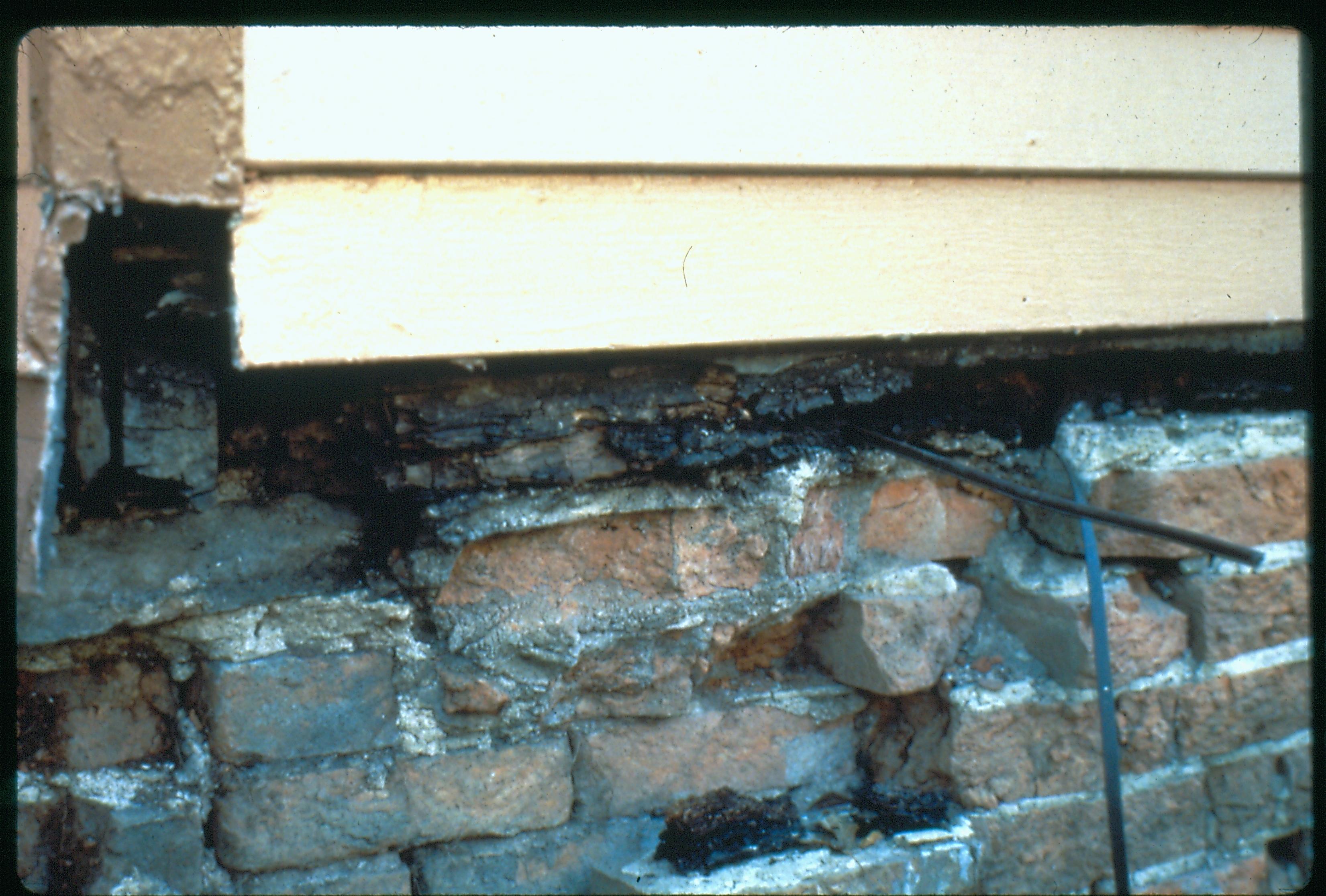 Close-up of the foundation of the Lincoln Home during the 1987-1988 Restoration.