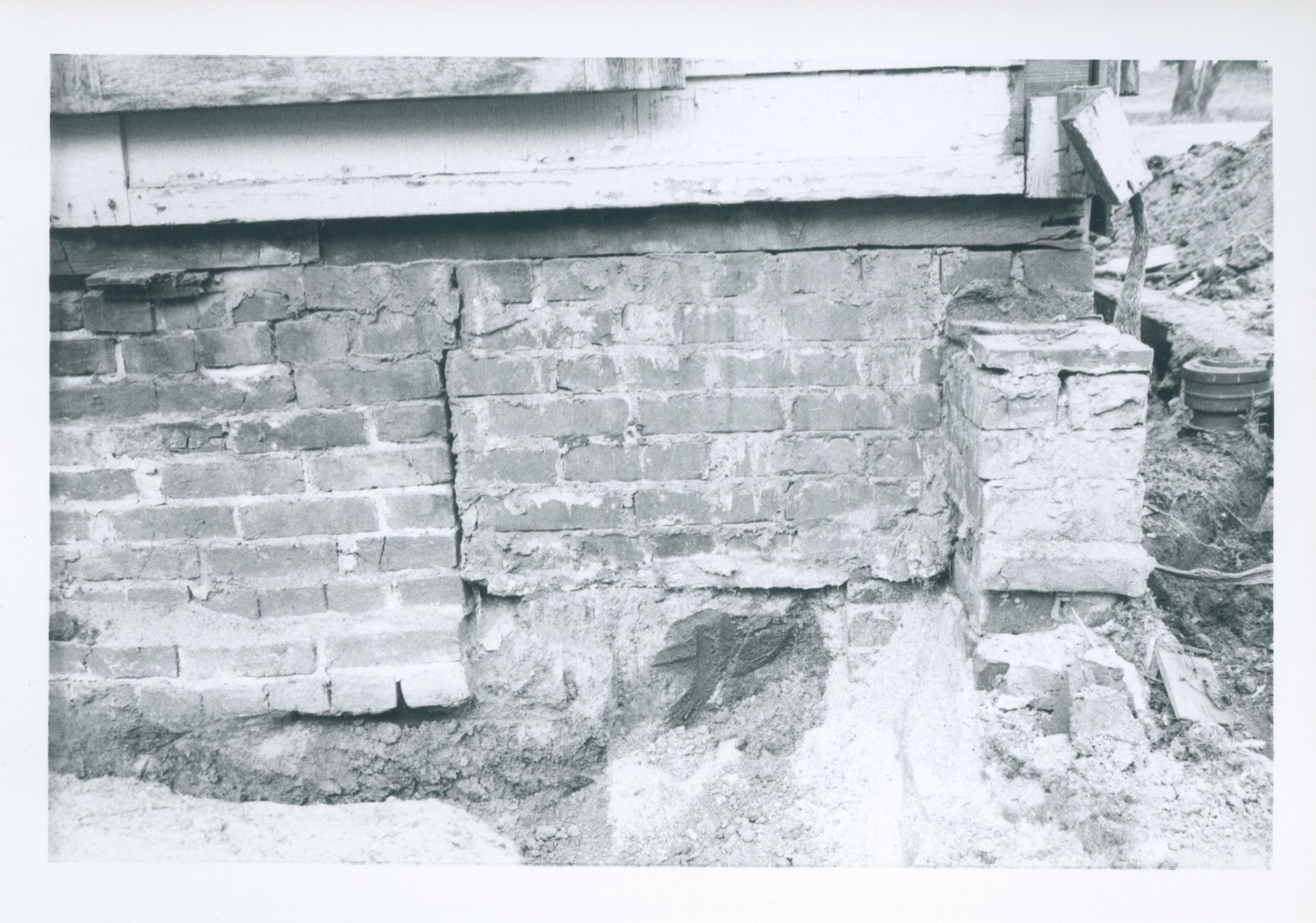 North east corner and foundation of Lincoln Home during the 1987-1988 restoration. Photographer facing north west.