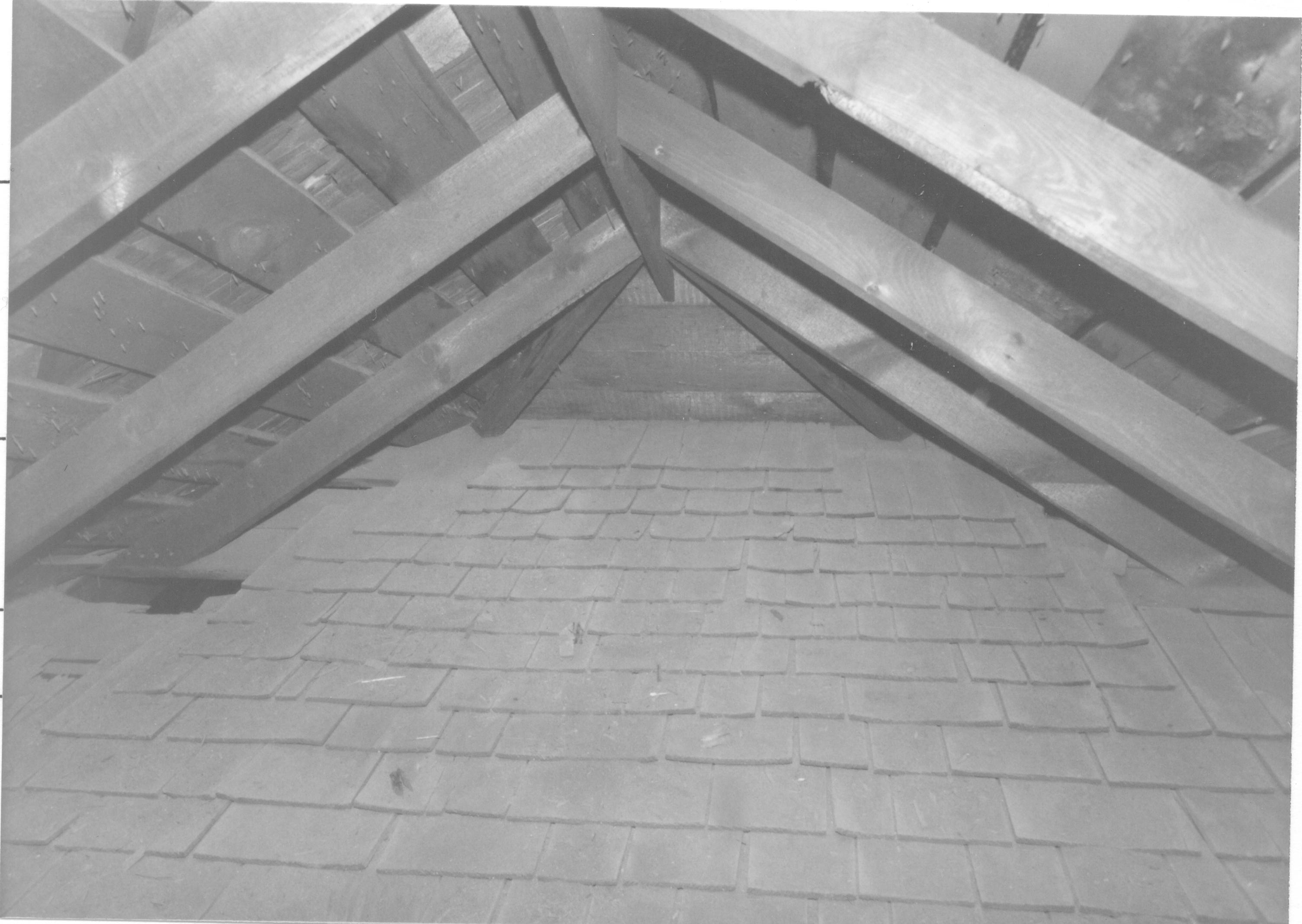 Morse House HS-9 14-5; Room 303, View north at original roof Morse House, Interior