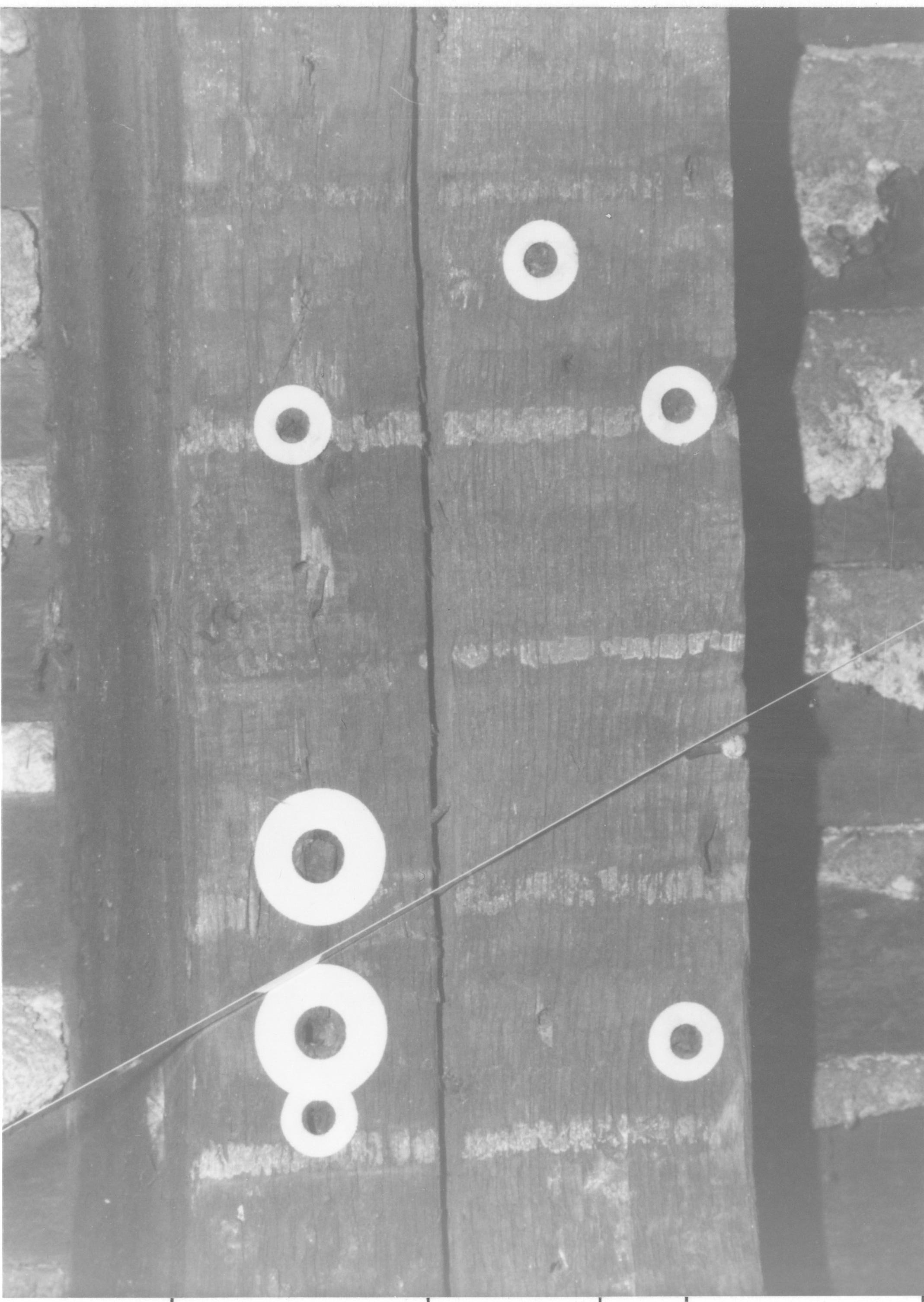 Morse House HS-9 11-14; Room 204, Stud/nail holes, North Wall Morse House, Interior