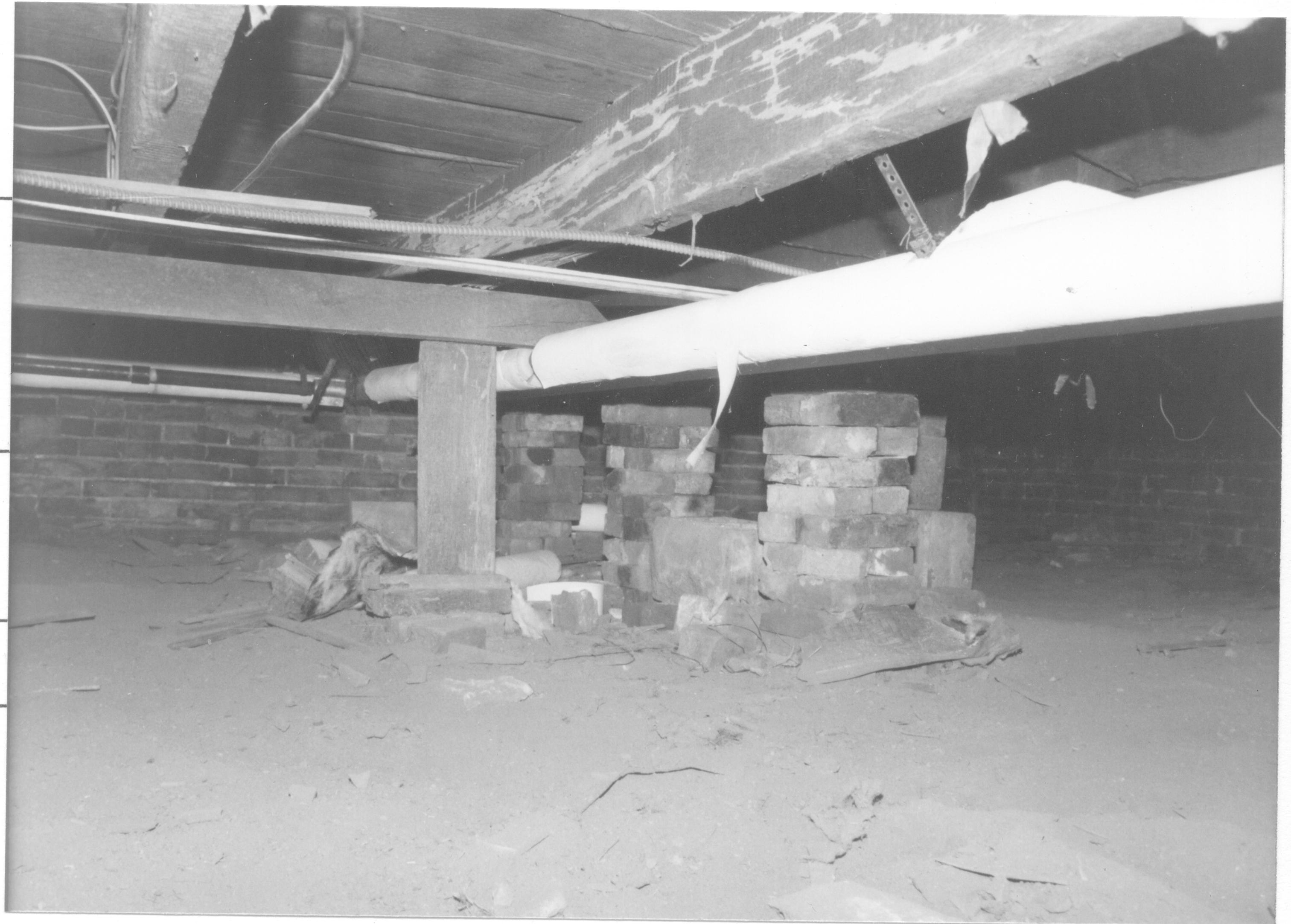 Morse House HS-9 12-13; Room 002, Brick Piers/Termites View Northeast, Cellar Morse House, Interior