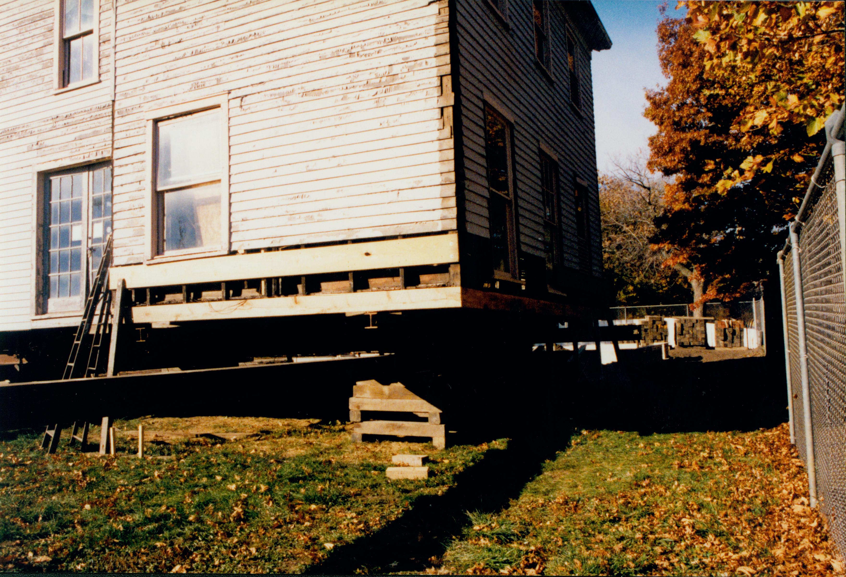 Morse - NE corner of house showing new sill beams 36; 1999-12 Morse House, Exterior