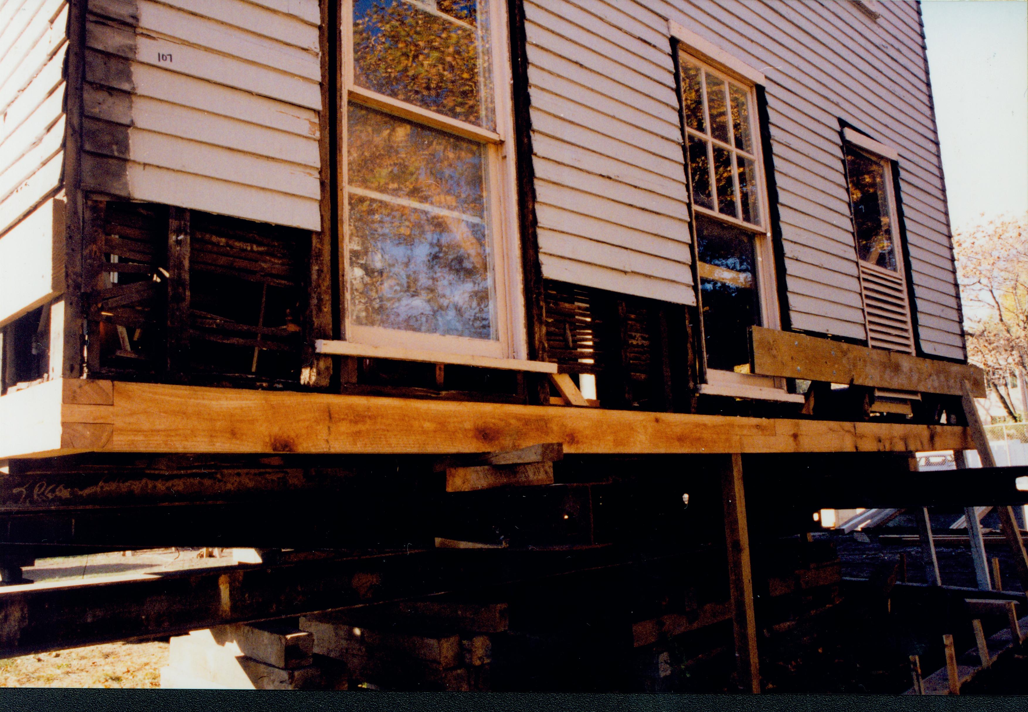 Morse - North side of house showing new sill beam 37; 1999-12 Morse House, Exterior