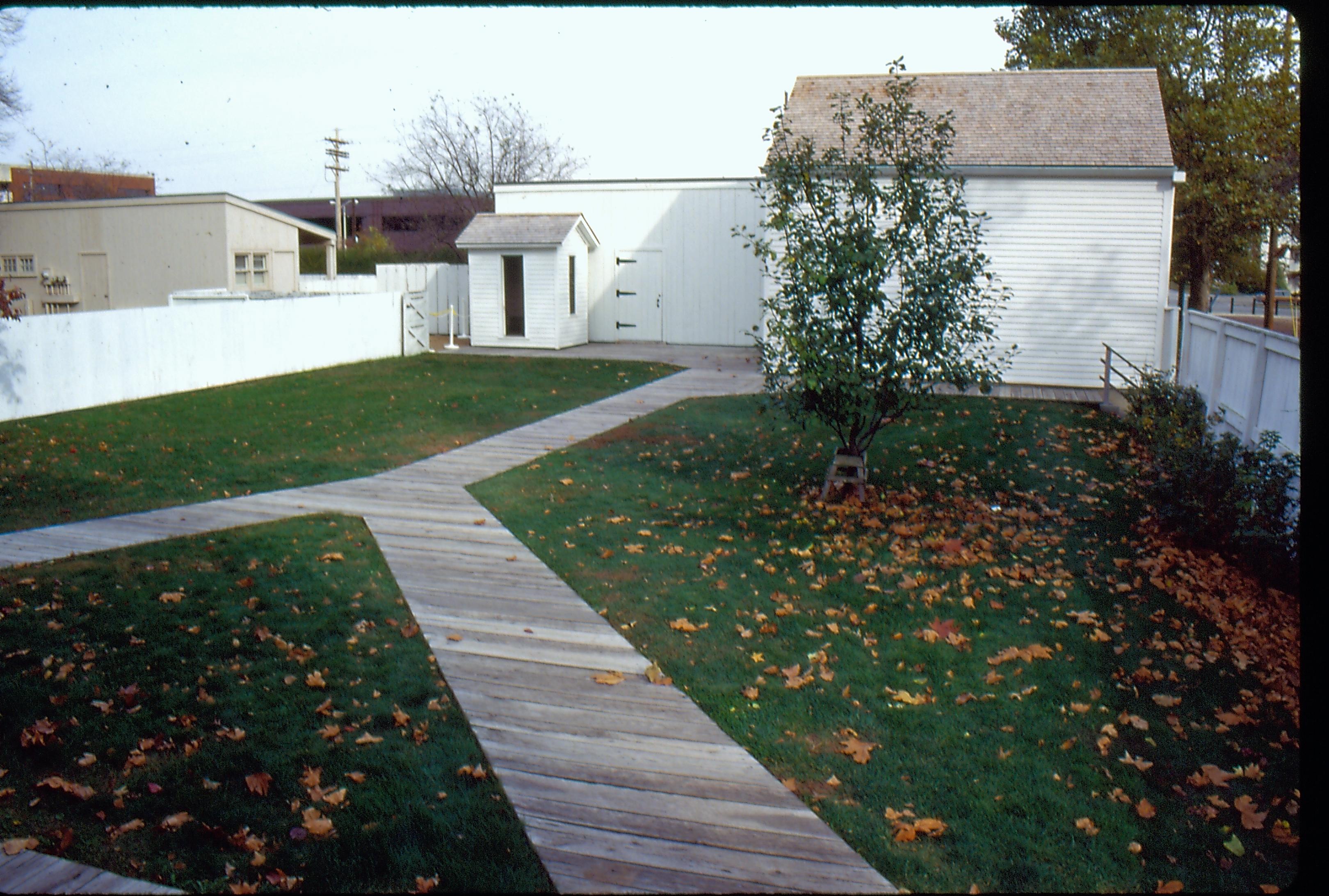 A view of the Lincoln Home back yard, post 1987-88 restoration. Photographer facing north east.