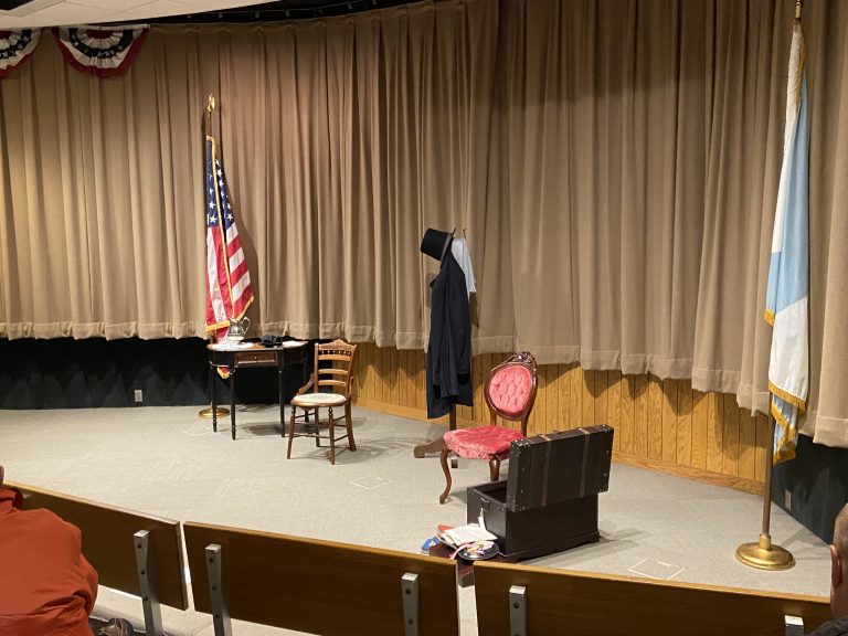 A play about the Lincoln's departure from Springfield in 1861, written by Ken Bradburry, is performed by Randy Duncan (Mr. Lincoln) and Pam Brown (Mrs. Lincoln) in the Lincoln Home Visitor Center, Theatre 1 to commemorate the anniversary of the Lincoln's leaving for Washington in Feb. 1861.