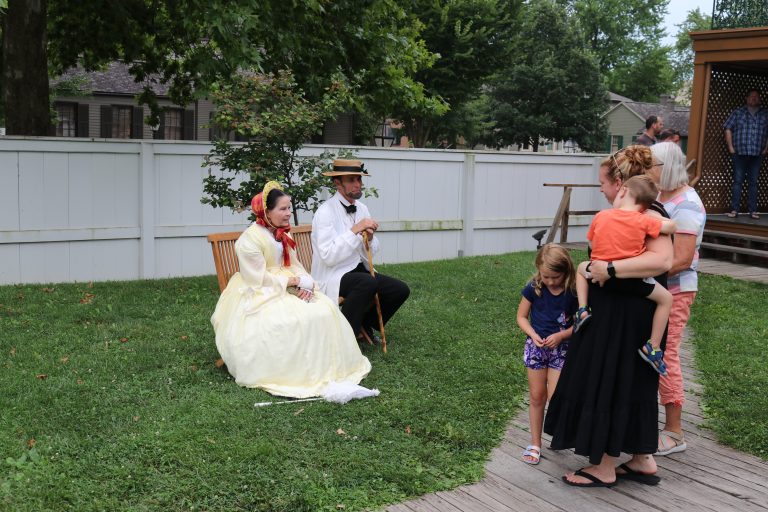 Costumed Interpreters, including Pam Brown (Mrs. Lincoln) and Fritz Klein (Mr. Lincoln), providing visitors with an idea of what life was like in the area in the 1860s.