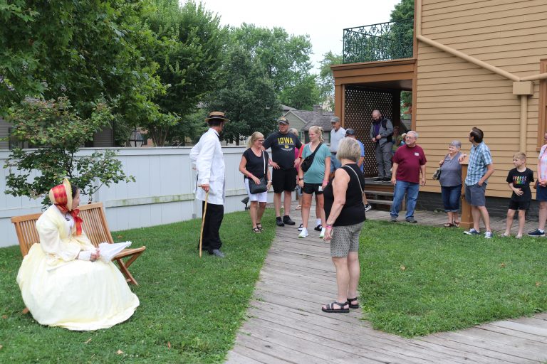 Costumed Interpreters, including Pam Brown (Mrs. Lincoln) and Fritz Klein (Mr. Lincoln), providing visitors with an idea of what life was like in the area in the 1860s.