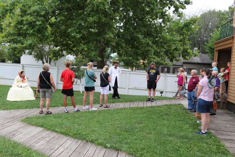 Costumed Interpreters, including Pam Brown (Mrs. Lincoln) and Fritz Klein (Mr. Lincoln), providing visitors with an idea of what life was like in the area in the 1860s.