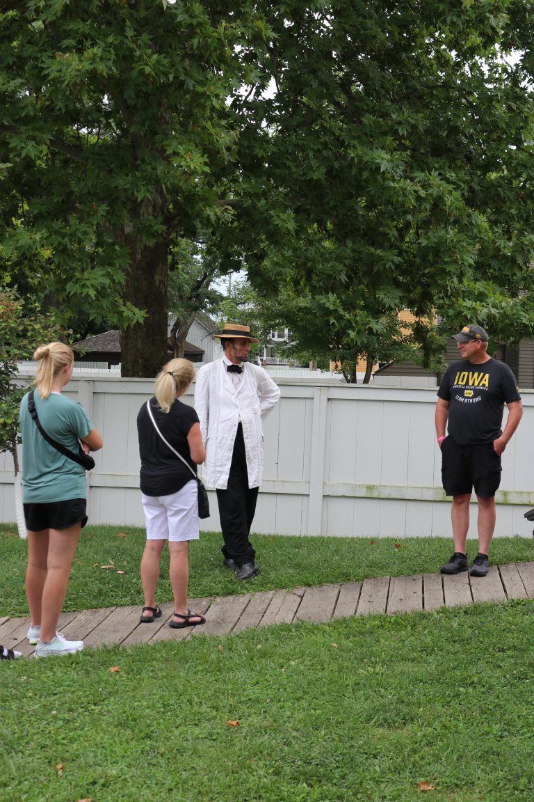 Costumed Interpreters, including Pam Brown (Mrs. Lincoln) and Fritz Klein (Mr. Lincoln), providing visitors with an idea of what life was like in the area in the 1860s.