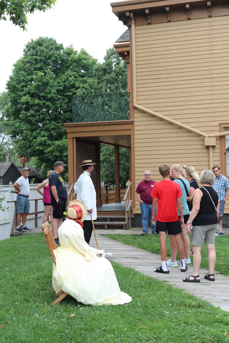 Costumed Interpreters, including Pam Brown (Mrs. Lincoln) and Fritz Klein (Mr. Lincoln), providing visitors with an idea of what life was like in the area in the 1860s.