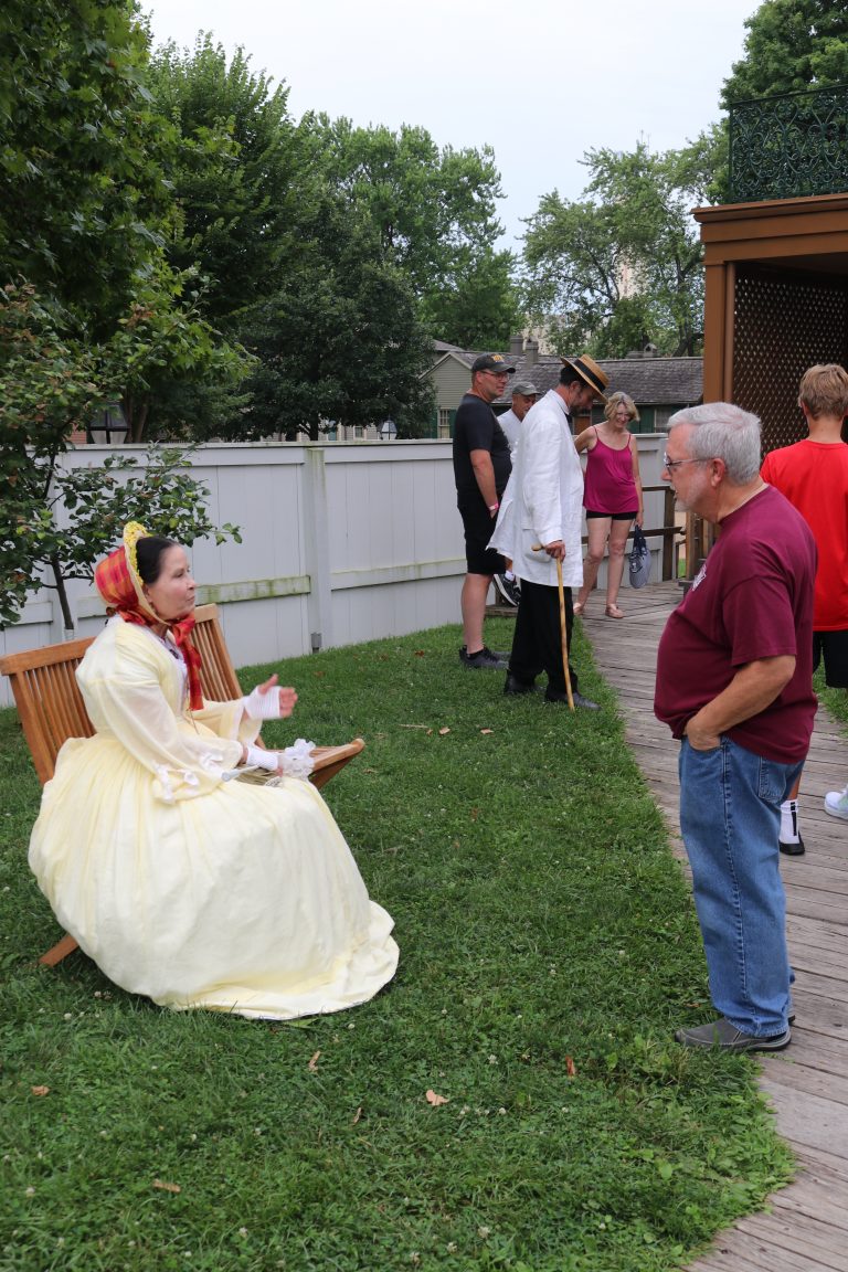 Costumed Interpreters, including Pam Brown (Mrs. Lincoln) and Fritz Klein (Mr. Lincoln), providing visitors with an idea of what life was like in the area in the 1860s.