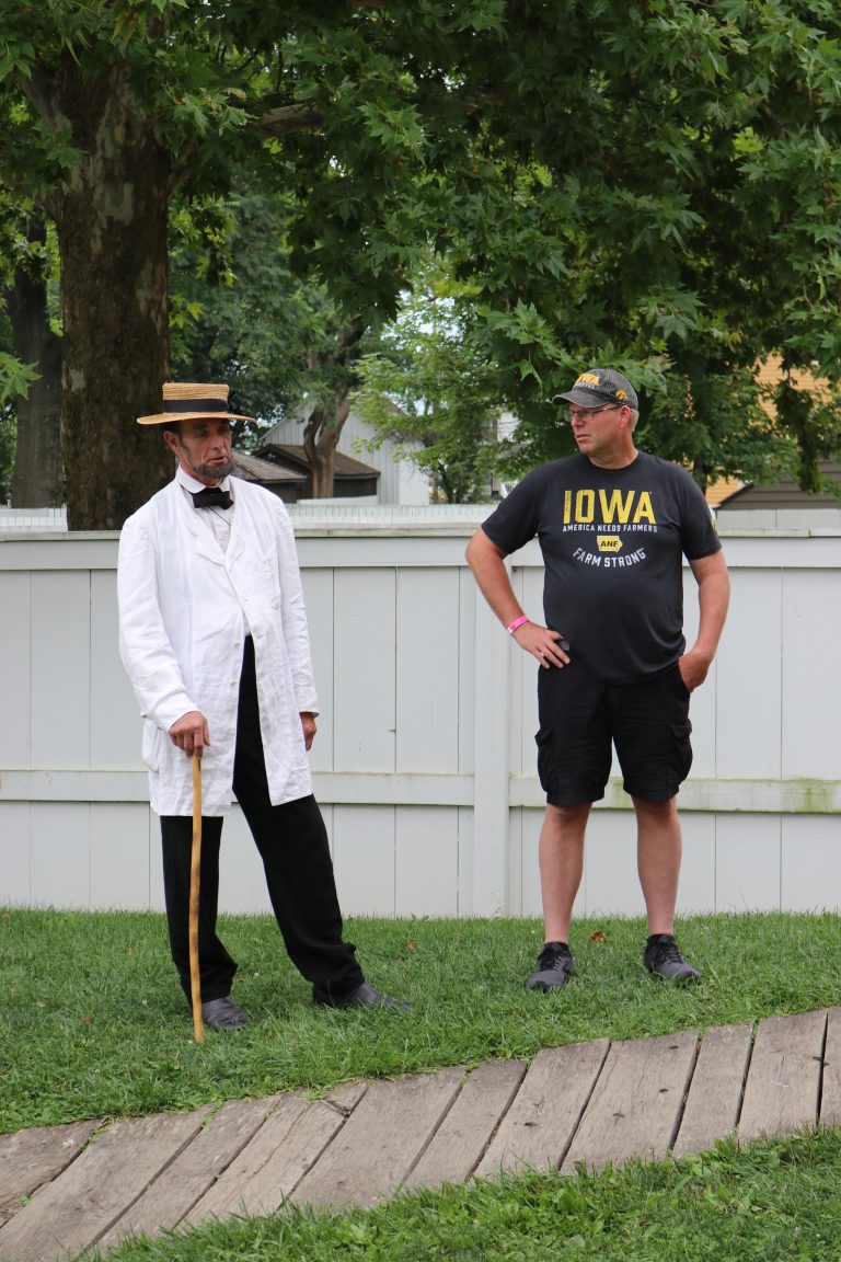Costumed Interpreters, including Pam Brown (Mrs. Lincoln) and Fritz Klein (Mr. Lincoln), providing visitors with an idea of what life was like in the area in the 1860s.
