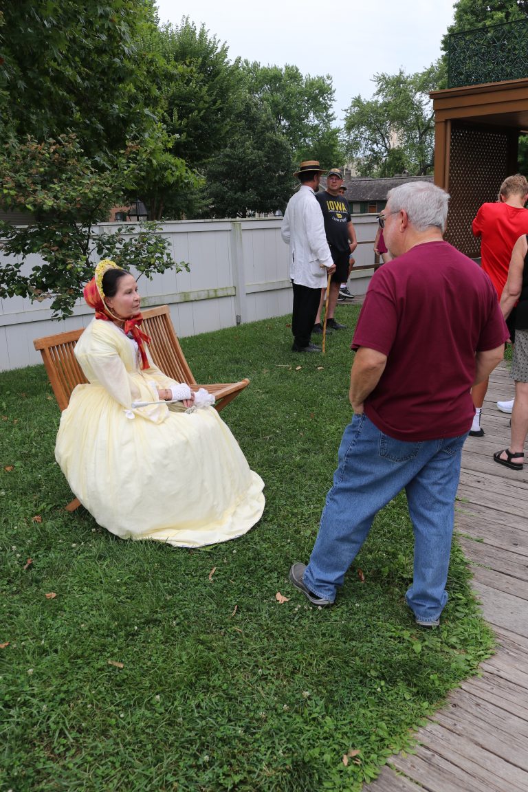 Costumed Interpreters, including Pam Brown (Mrs. Lincoln) and Fritz Klein (Mr. Lincoln), providing visitors with an idea of what life was like in the area in the 1860s.
