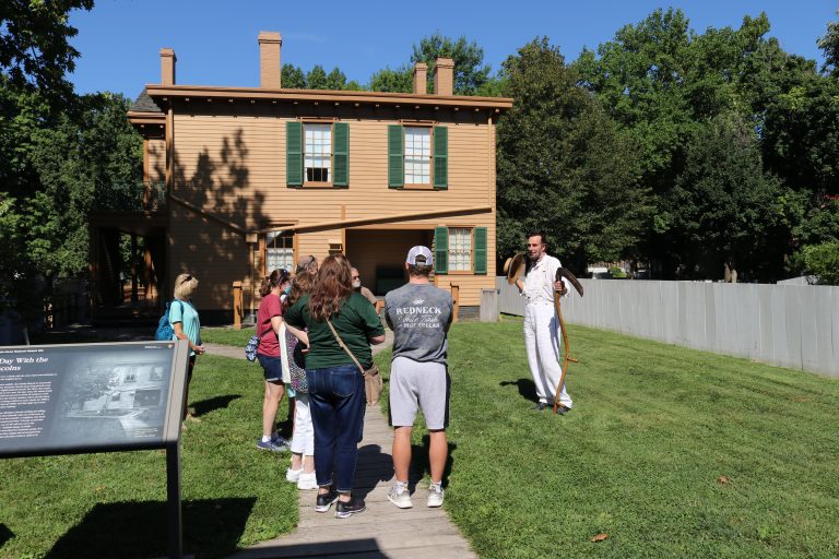 Fritz Klein (Mr. Lincoln), providing visitors with an idea of what life was like in the area in the 1860s.