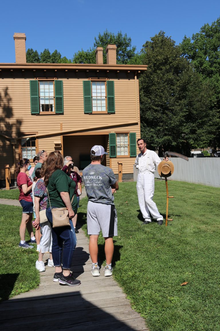 Fritz Klein (Mr. Lincoln), providing visitors with an idea of what life was like in the area in the 1860s.