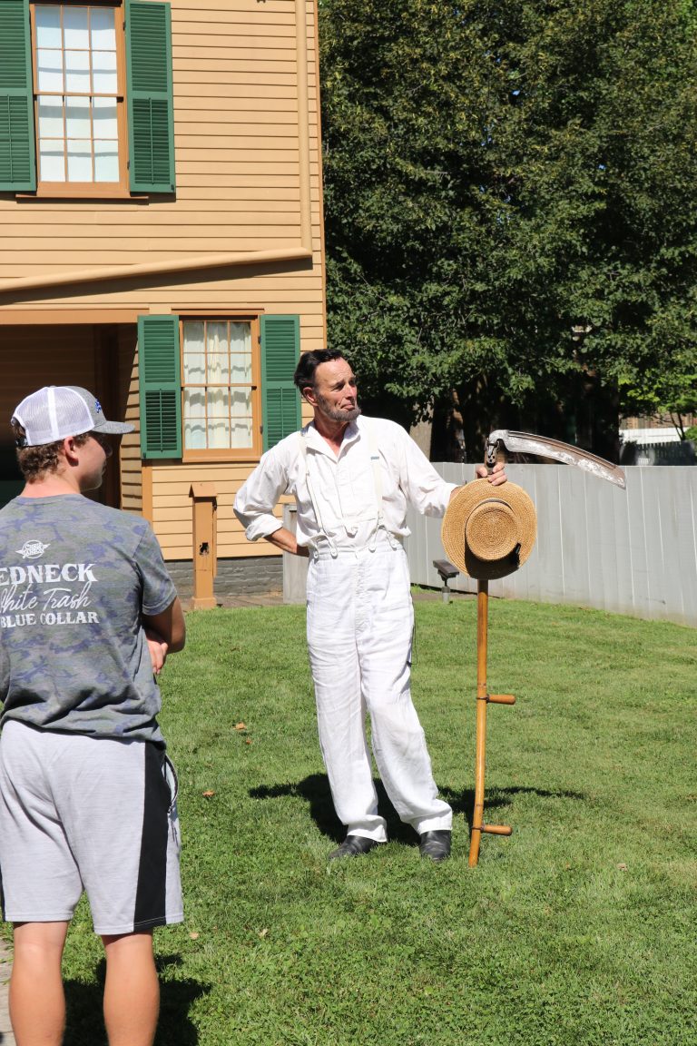 Fritz Klein (Mr. Lincoln), providing visitors with an idea of what life was like in the area in the 1860s.