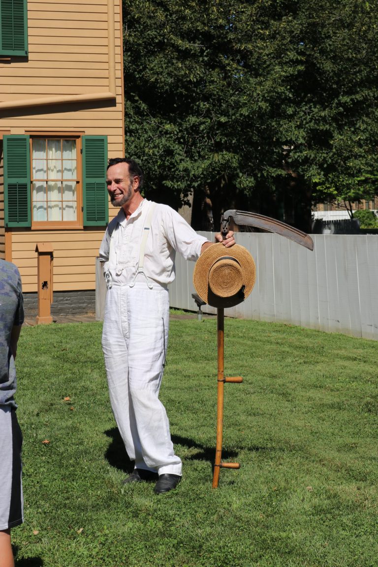 Fritz Klein (Mr. Lincoln), providing visitors with an idea of what life was like in the area in the 1860s.
