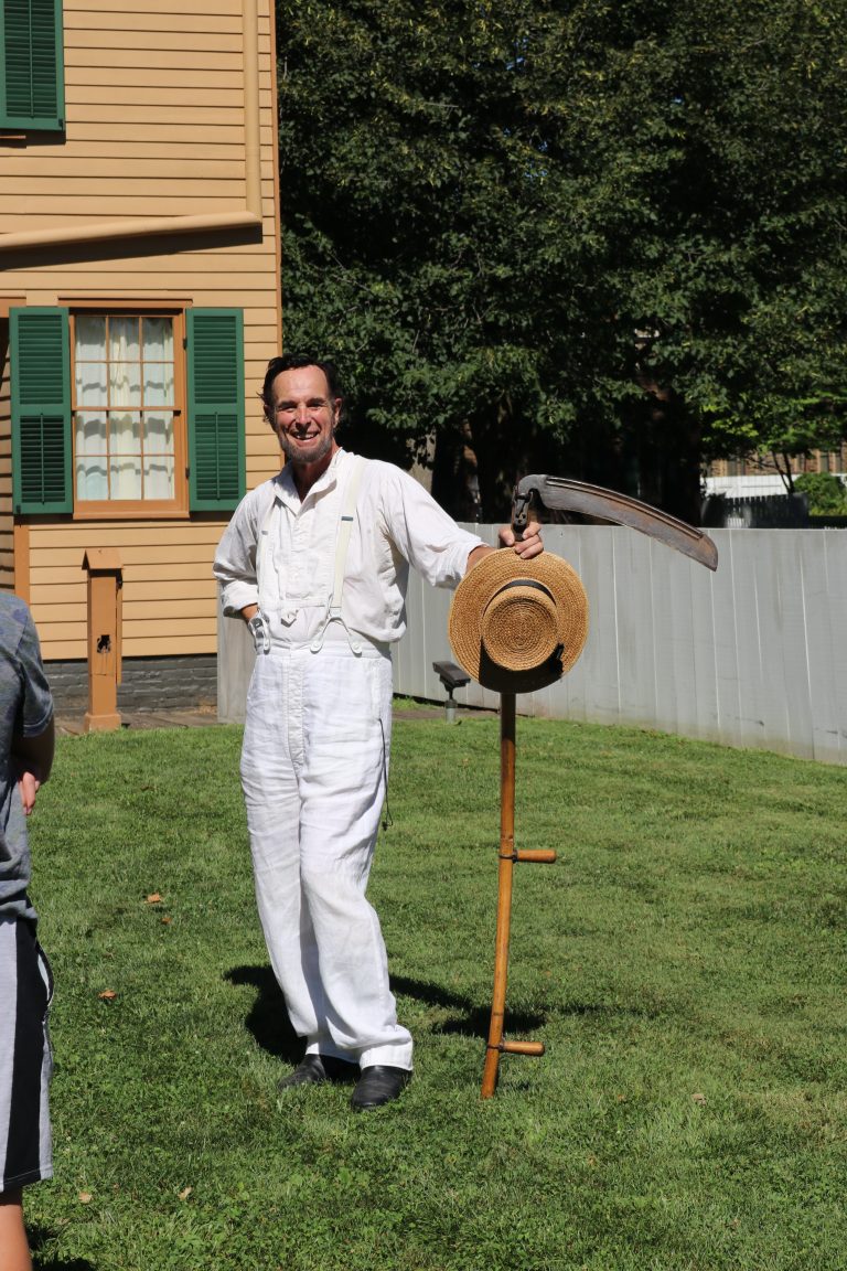 Fritz Klein (Mr. Lincoln), providing visitors with an idea of what life was like in the area in the 1860s.