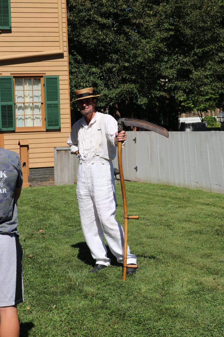 Fritz Klein (Mr. Lincoln), providing visitors with an idea of what life was like in the area in the 1860s.