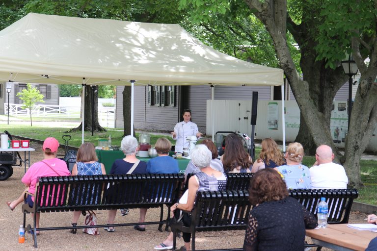 As part of History Cooks for History Comes Alive, Chef Jolene Lamb, demonstrates how to make Mrs. Lincoln's famous White Almond cake. History Cooks is a partnership between Lincoln Home, Lincoln Land Community College/Jay Kitterman and Springfield Convention and Visitor's Bureau.